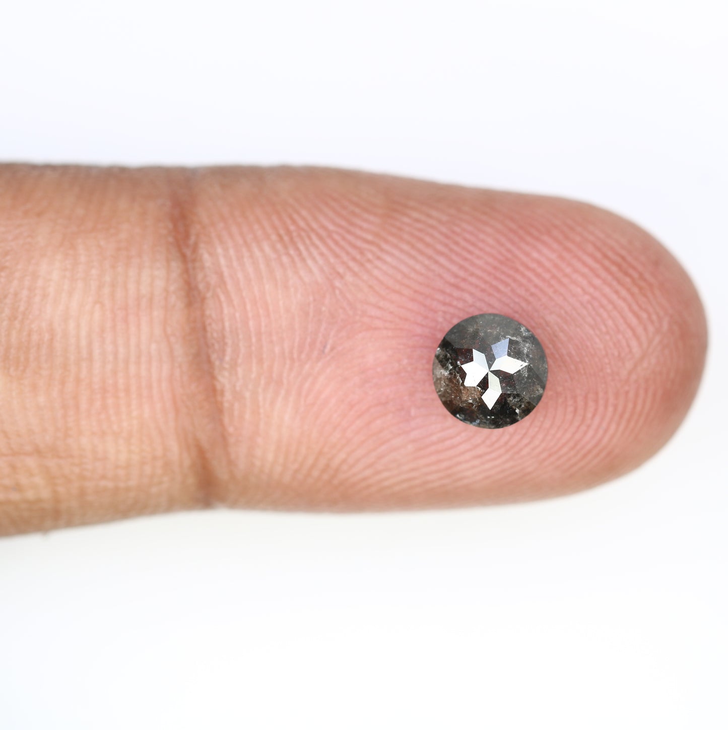 0.97 CT Natural Salt And Pepper Round Rose Cut 5.90 MM Diamond For Promise Ring - JayKrishna Diamond
