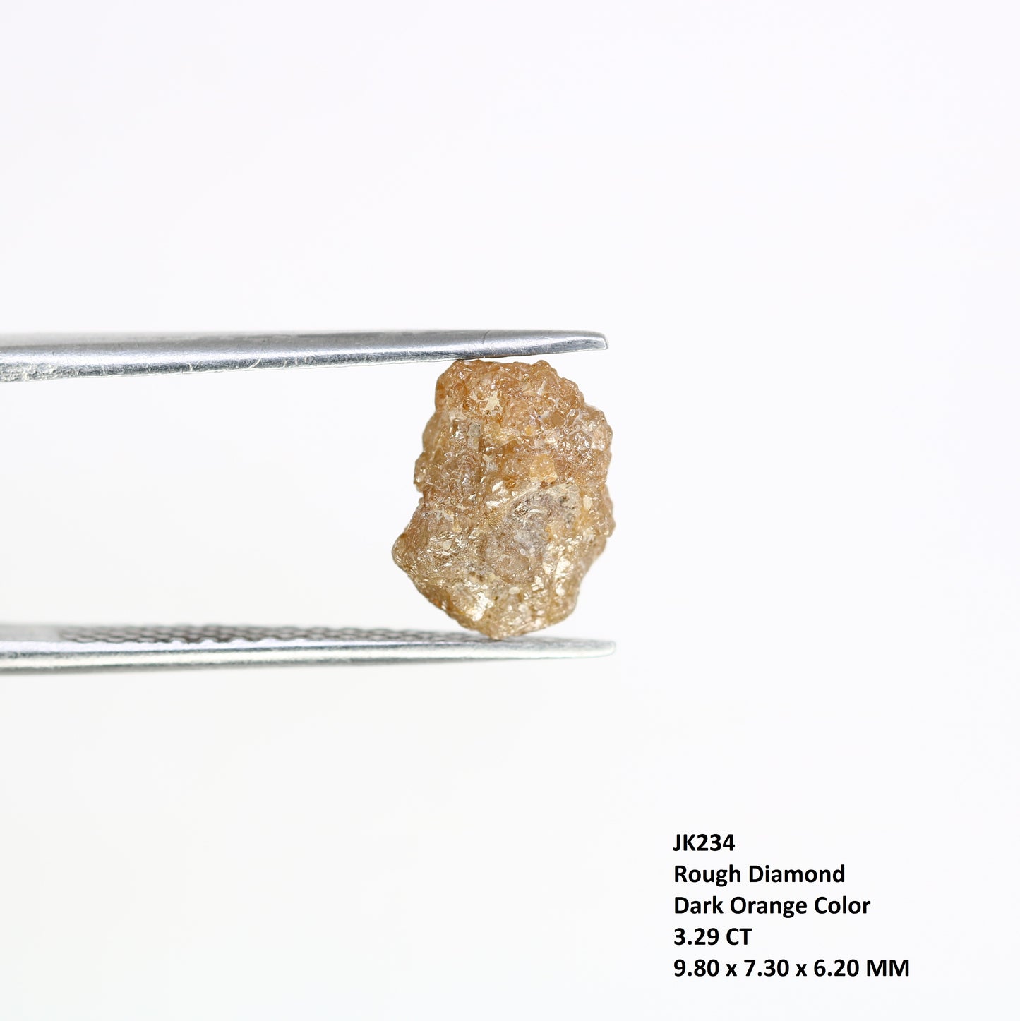 3.29 Carat Dark Orange Color Loose Unique Raw Rough Diamond For Wedding Ring - JayKrishna Diamond