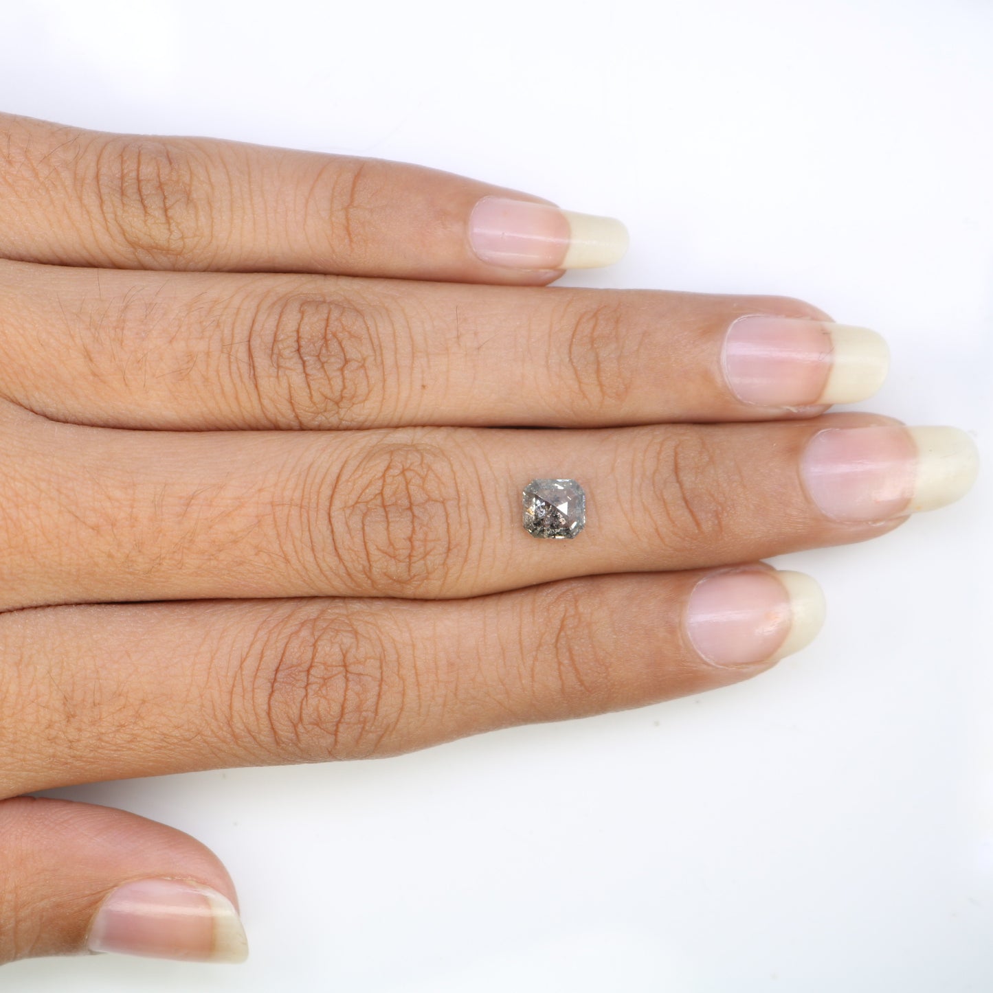 0.99 Carat Salt And Pepper Color Natural Loose Asscher Shape Diamond For Wedding Ring - JayKrishna Diamond
