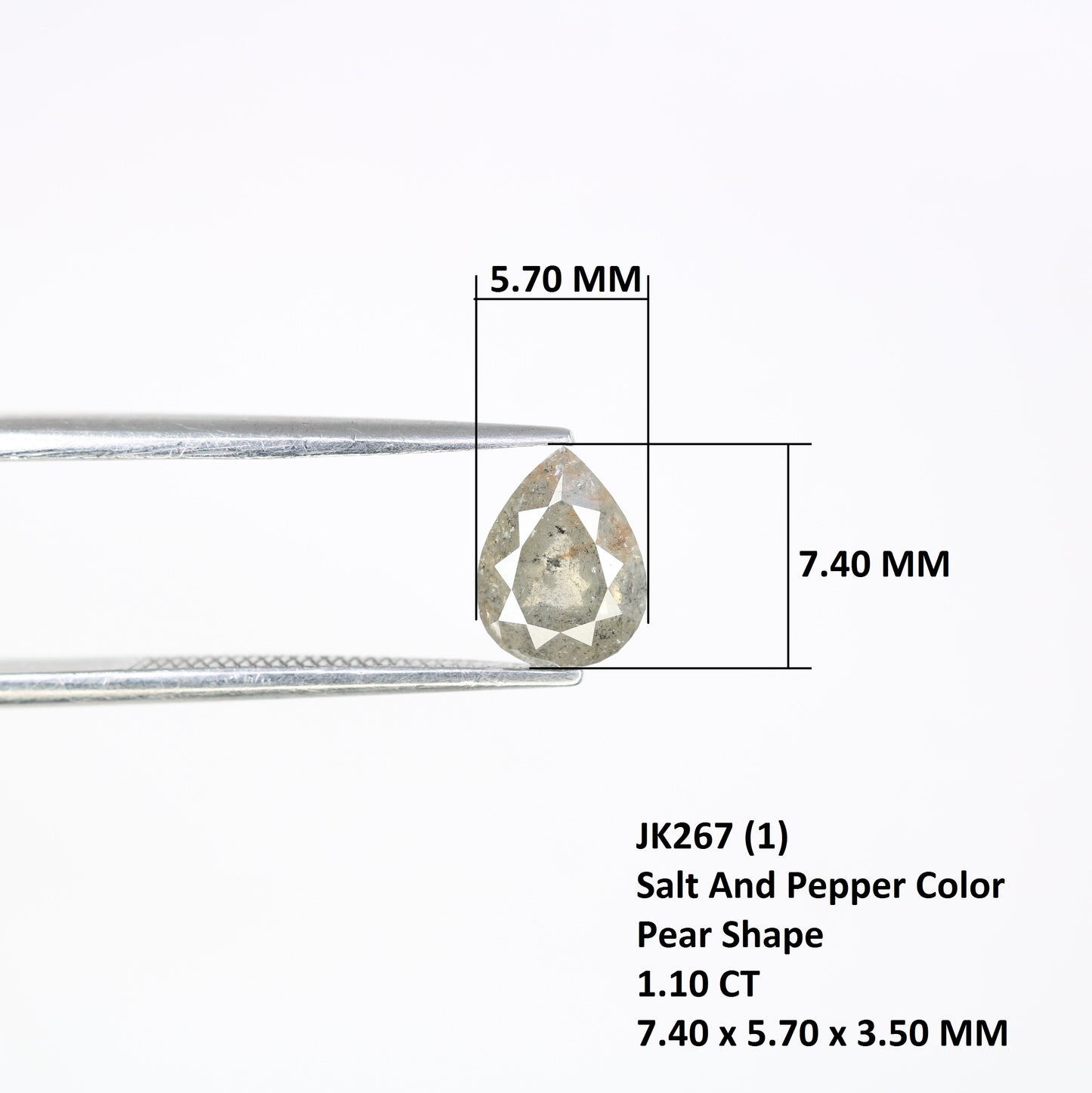 1.10 Carat Pear Cut Diamond Loose Salt And Pepper Diamond For Galaxy Ring - JayKrishna Diamond