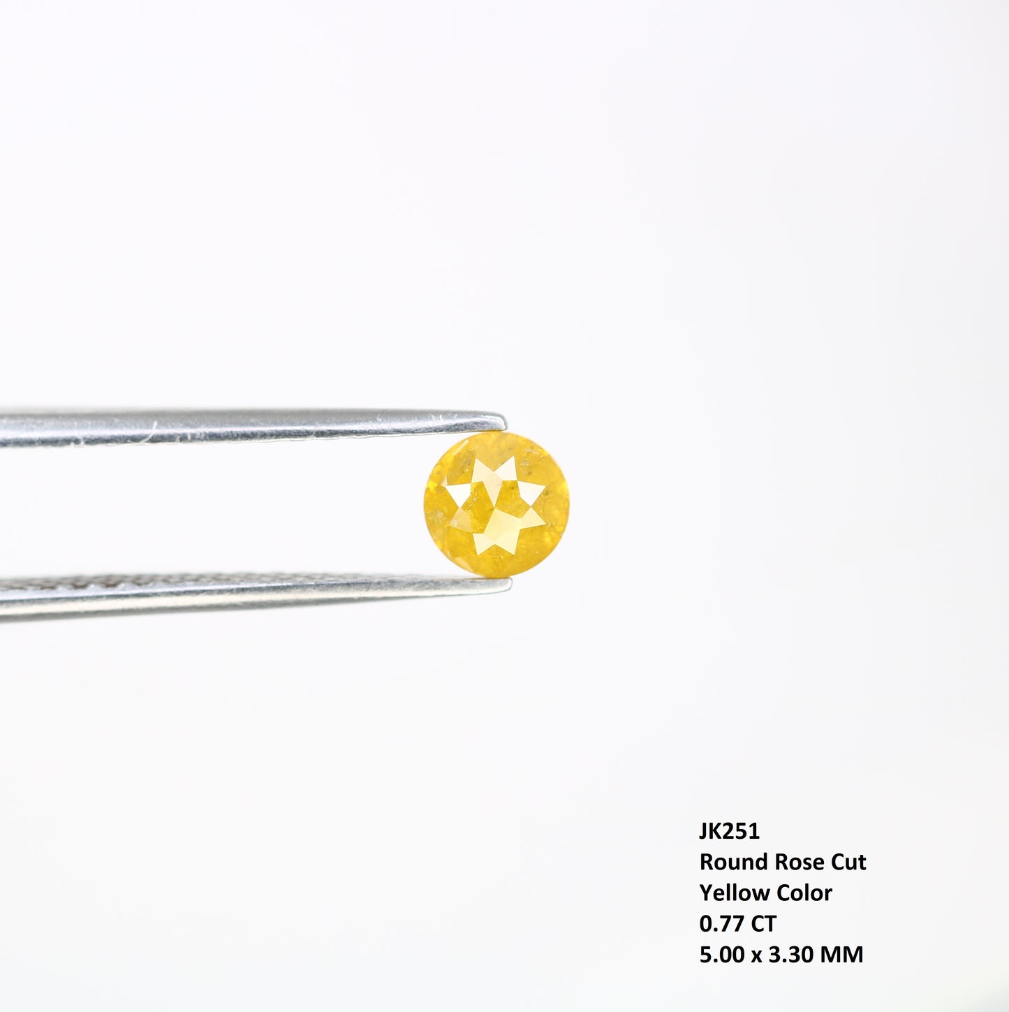 0.77 CT 5.00 MM Fancy Yellow Loose Round Rose Cut Natural Diamond For Proposal Ring - JayKrishna Diamond