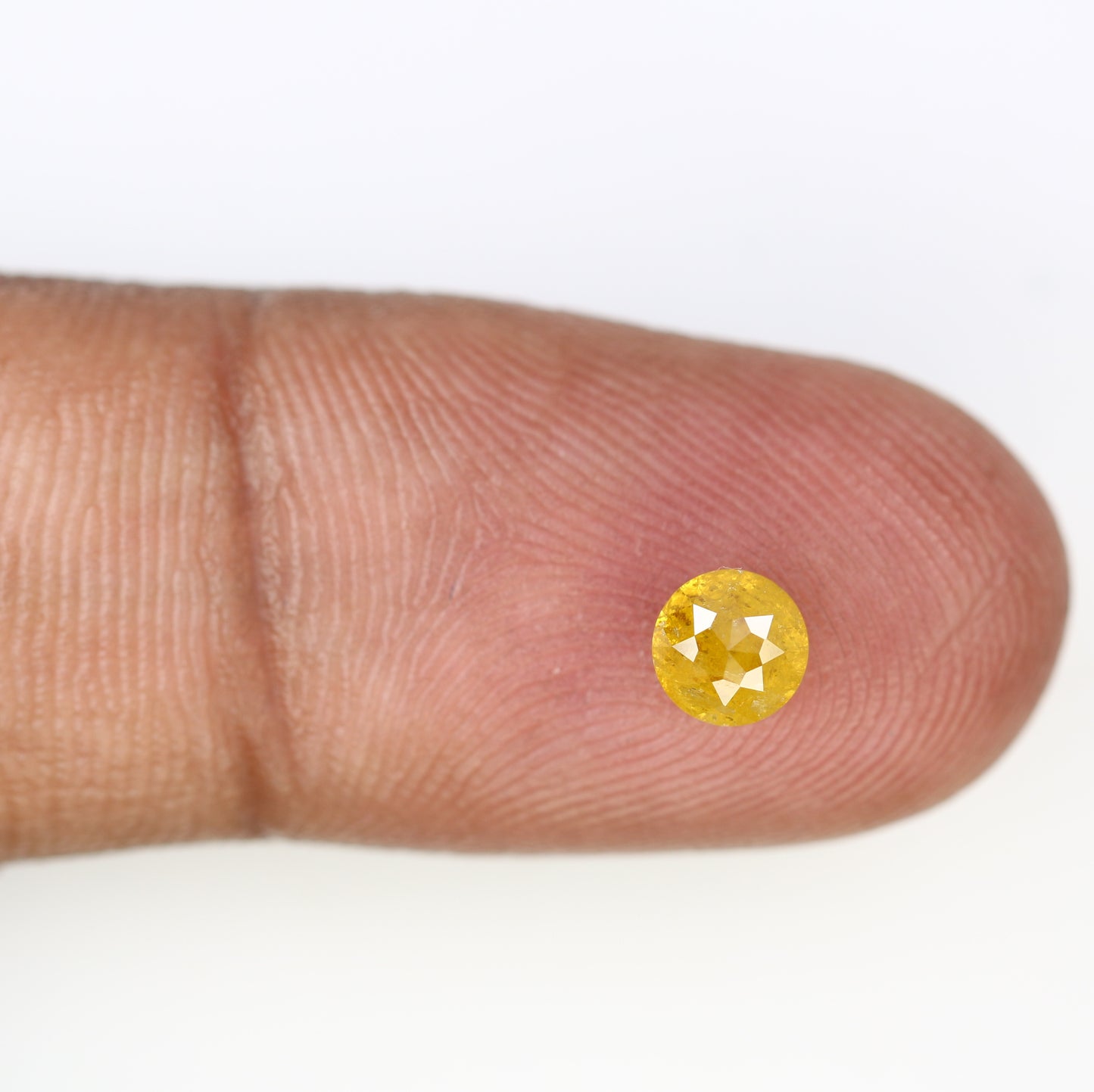 0.77 CT 5.00 MM Fancy Yellow Loose Round Rose Cut Natural Diamond For Proposal Ring - JayKrishna Diamond