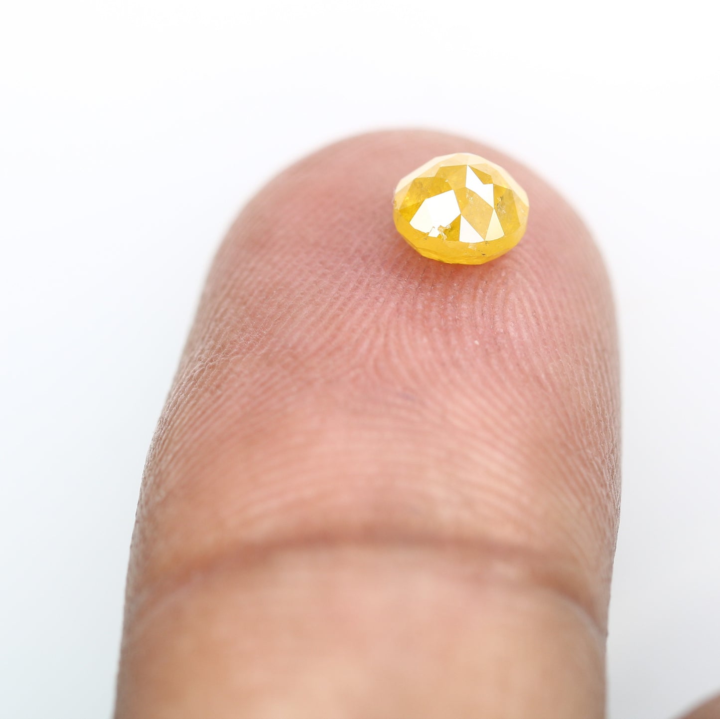 0.77 CT 5.00 MM Fancy Yellow Loose Round Rose Cut Natural Diamond For Proposal Ring - JayKrishna Diamond