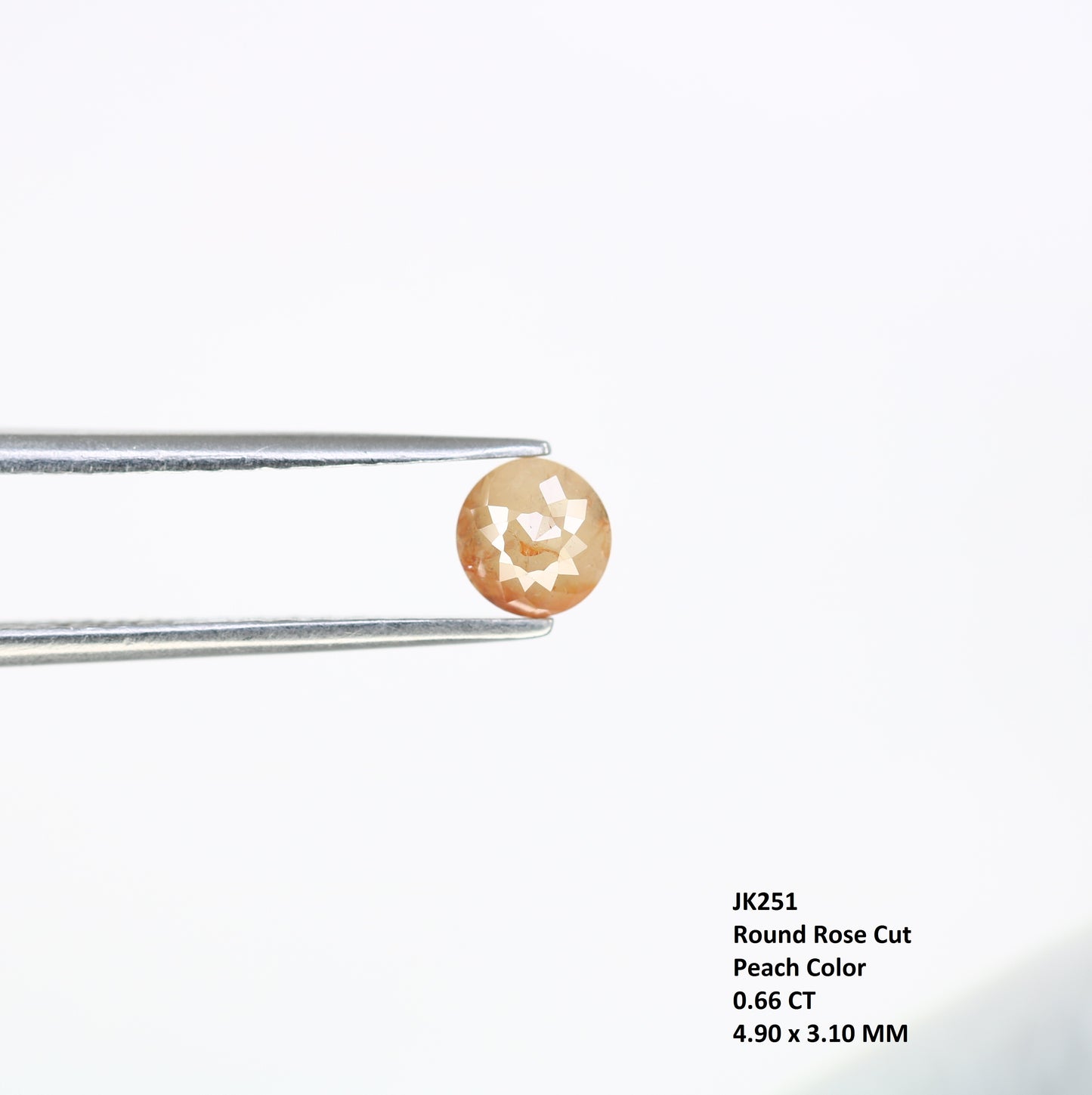 0.66 CT Unique Peach Round Rose Cut Natural Diamond for Promise Ring - Distinctive Gemstone for Custom Jewelry Creations - JayKrishna Diamond