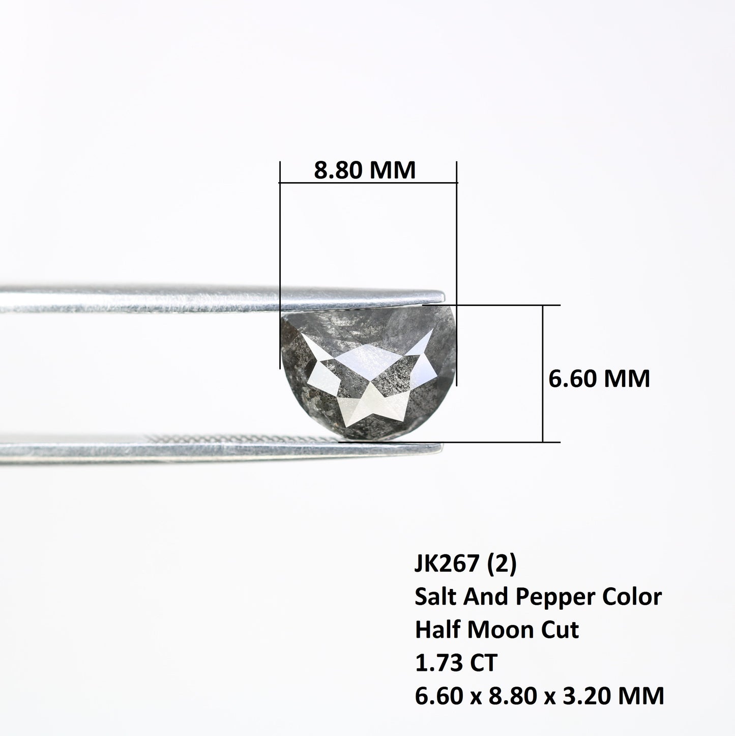1.73 Carat Half Moon Shape Natural Salt And Pepper Diamond For Wedding Ring - JayKrishna Diamond