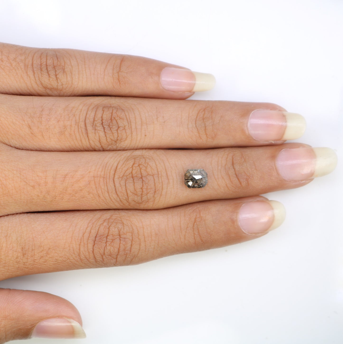 1.06 Carat Emerald Shaped Loose Salt And Pepper Diamond For Galaxy Ring - JayKrishna Diamond