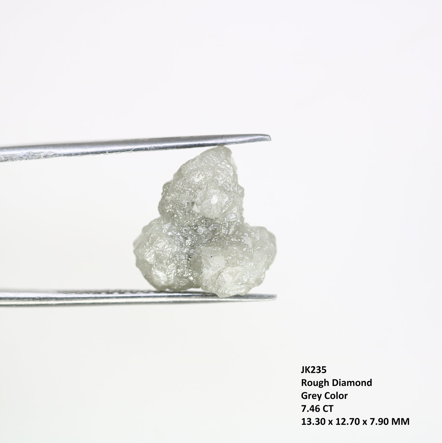 7.46 CT 13.30 MM Irregular Cut Raw Rough Grey Diamond For Engagement Ring - JayKrishna Diamond