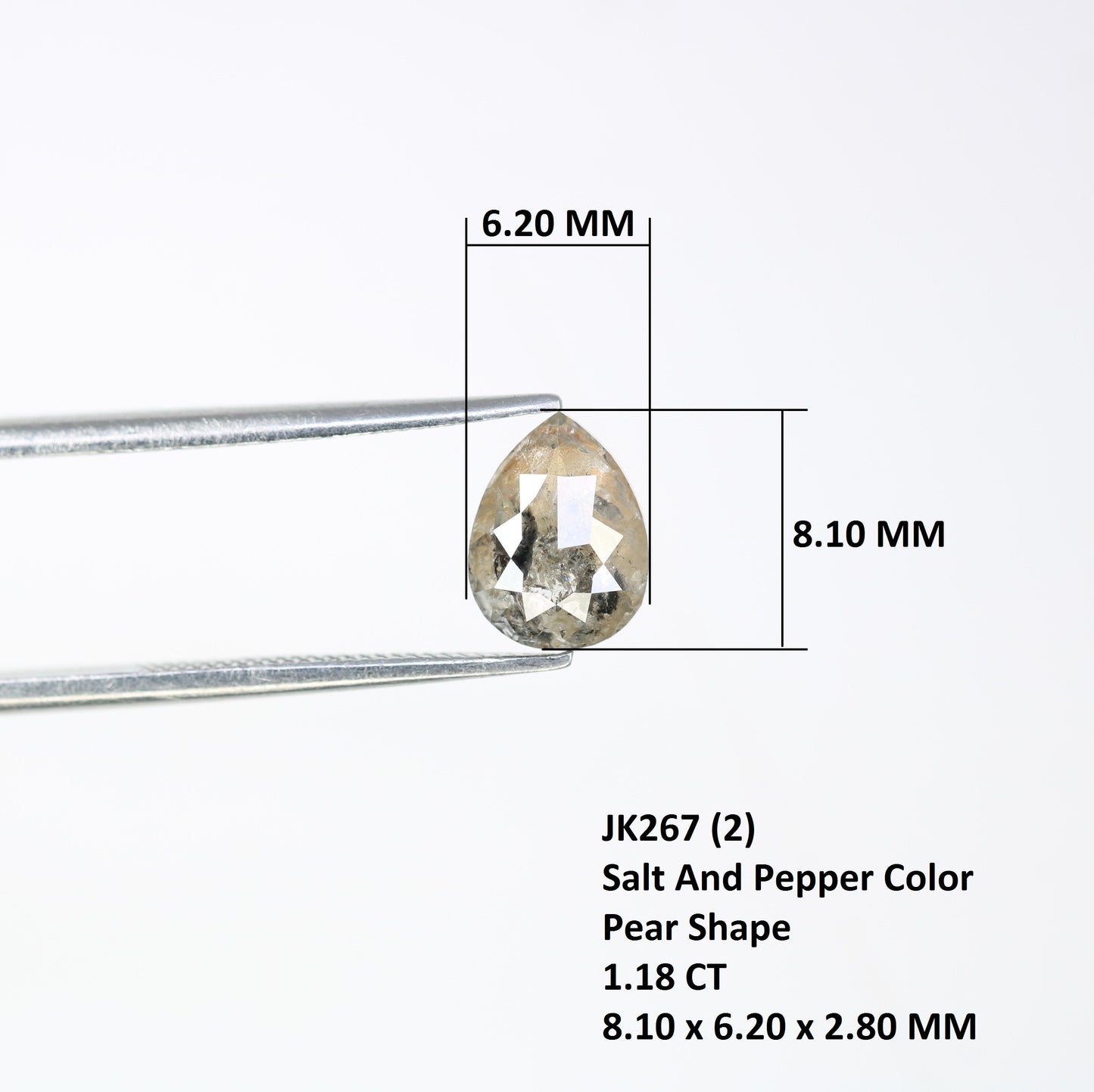 1.18 Carat Natural Loose Pear Shaped Salt And Pepper Diamond For Wedding Ring - JayKrishna Diamond