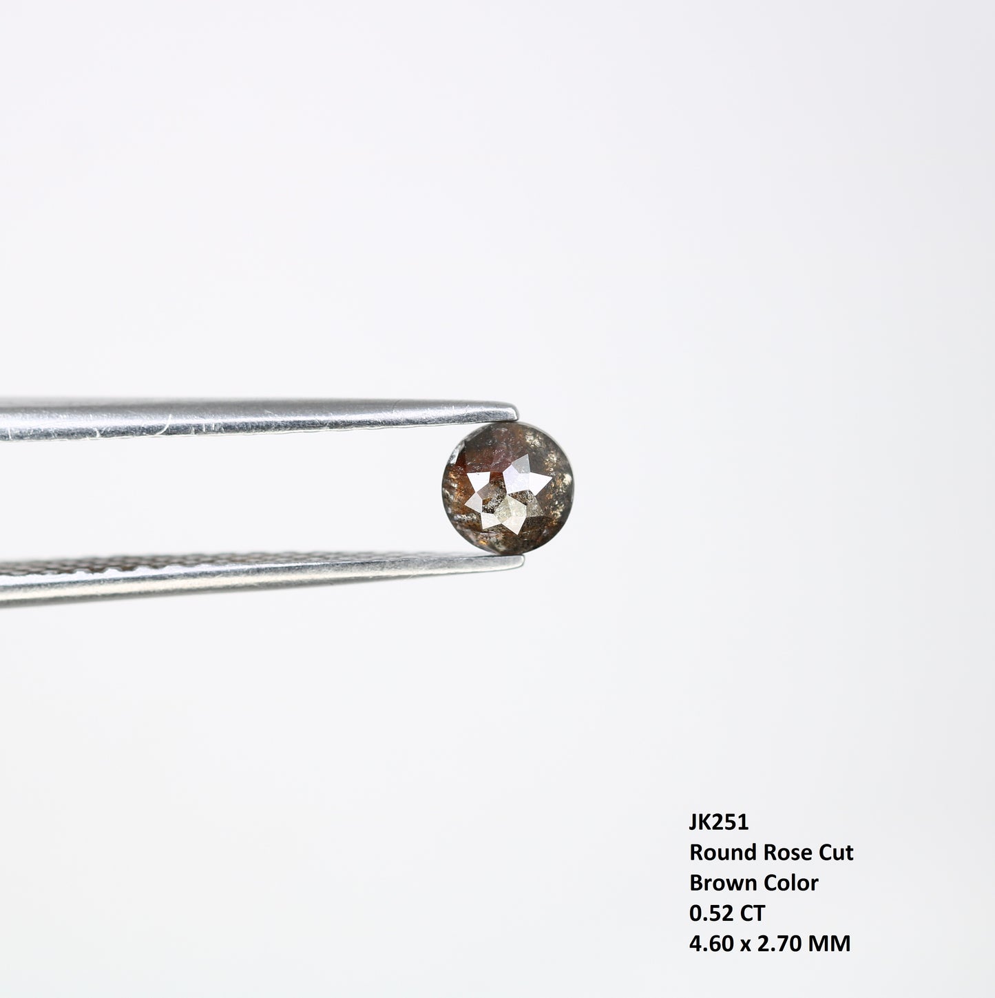 0.52 CT 4.60 MM Natural Brown Round Rose Cut Loose Diamond For Galaxy Ring - JayKrishna Diamond