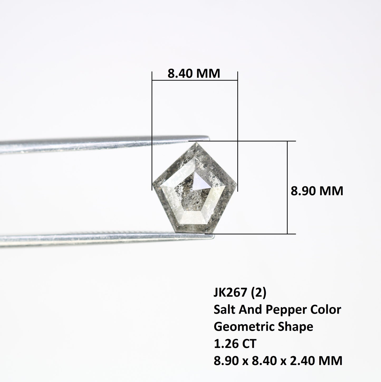 1.26 Carat Pentagon Shape Natural Loose Salt And Pepper Diamond For Wedding Ring - JayKrishna Diamond