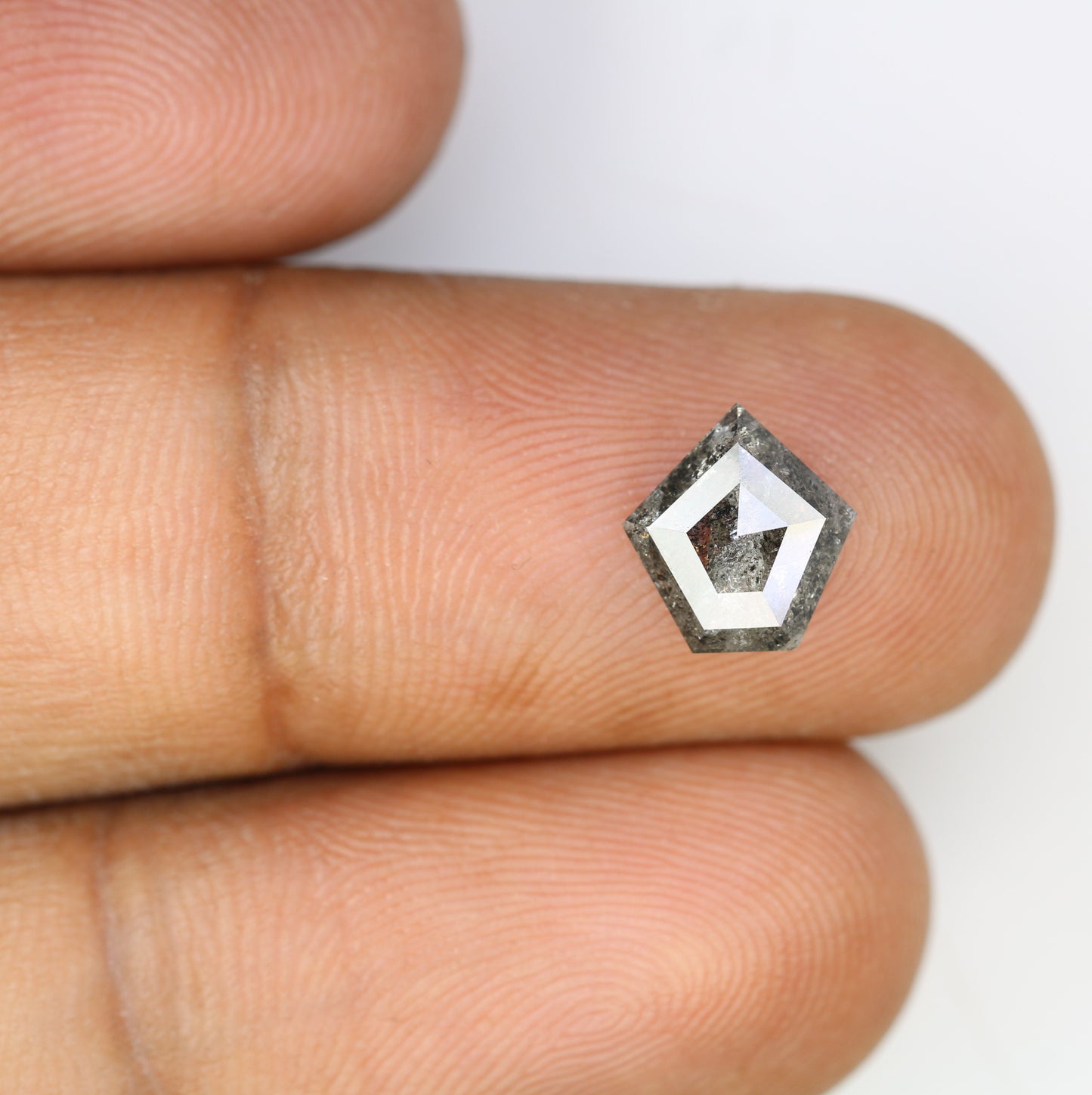 1.26 Carat Pentagon Shape Natural Loose Salt And Pepper Diamond For Wedding Ring - JayKrishna Diamond
