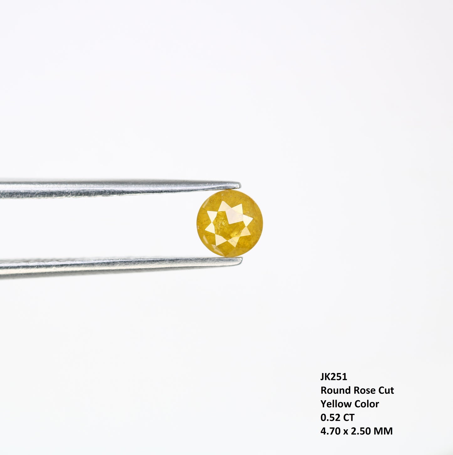 0.52 CT Fancy Yellow Polished Round Rose Cut 4.70 MM Diamond For Designer Ring - JayKrishna Diamond