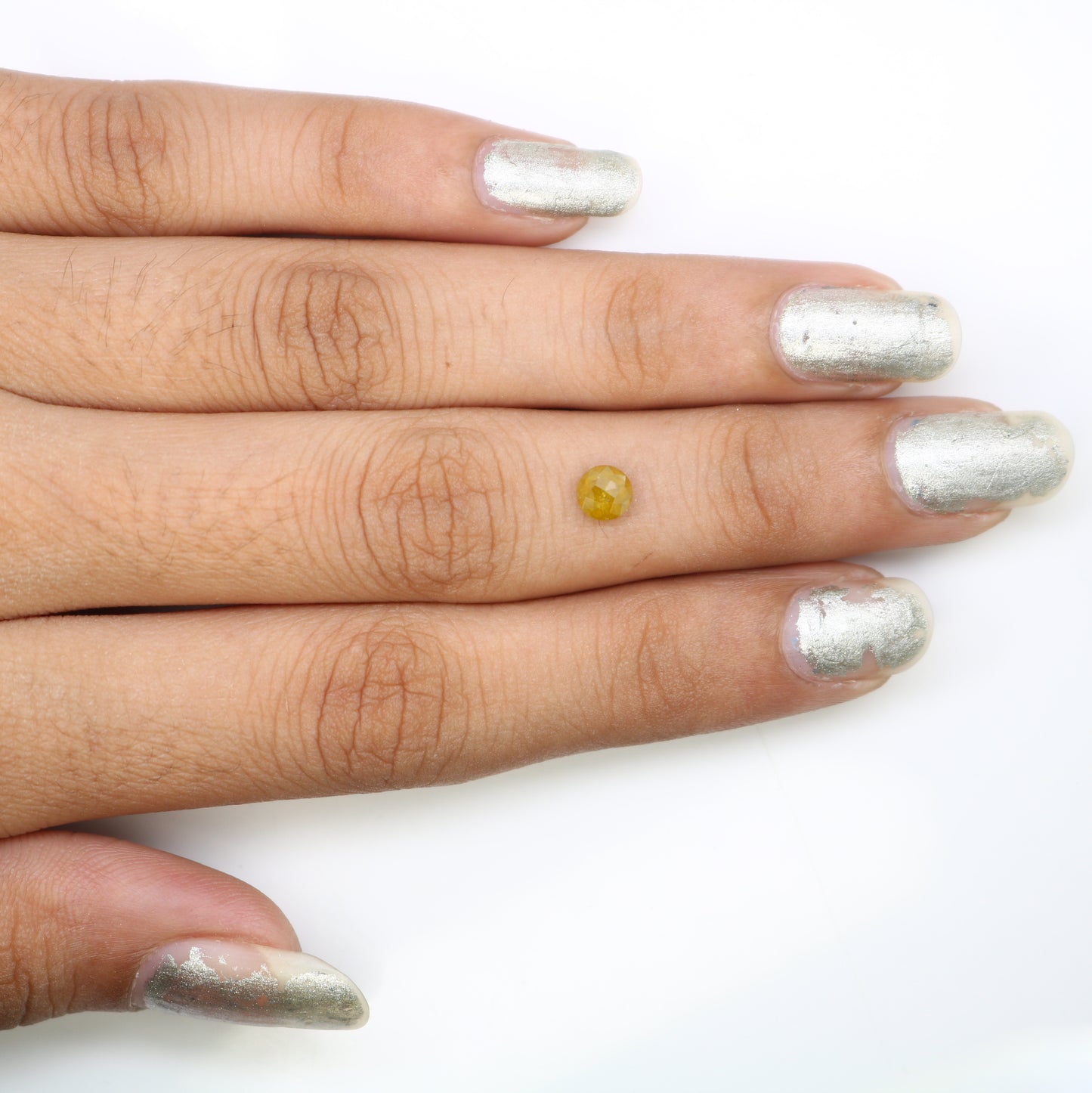 0.52 CT Fancy Yellow Polished Round Rose Cut 4.70 MM Diamond For Designer Ring - JayKrishna Diamond