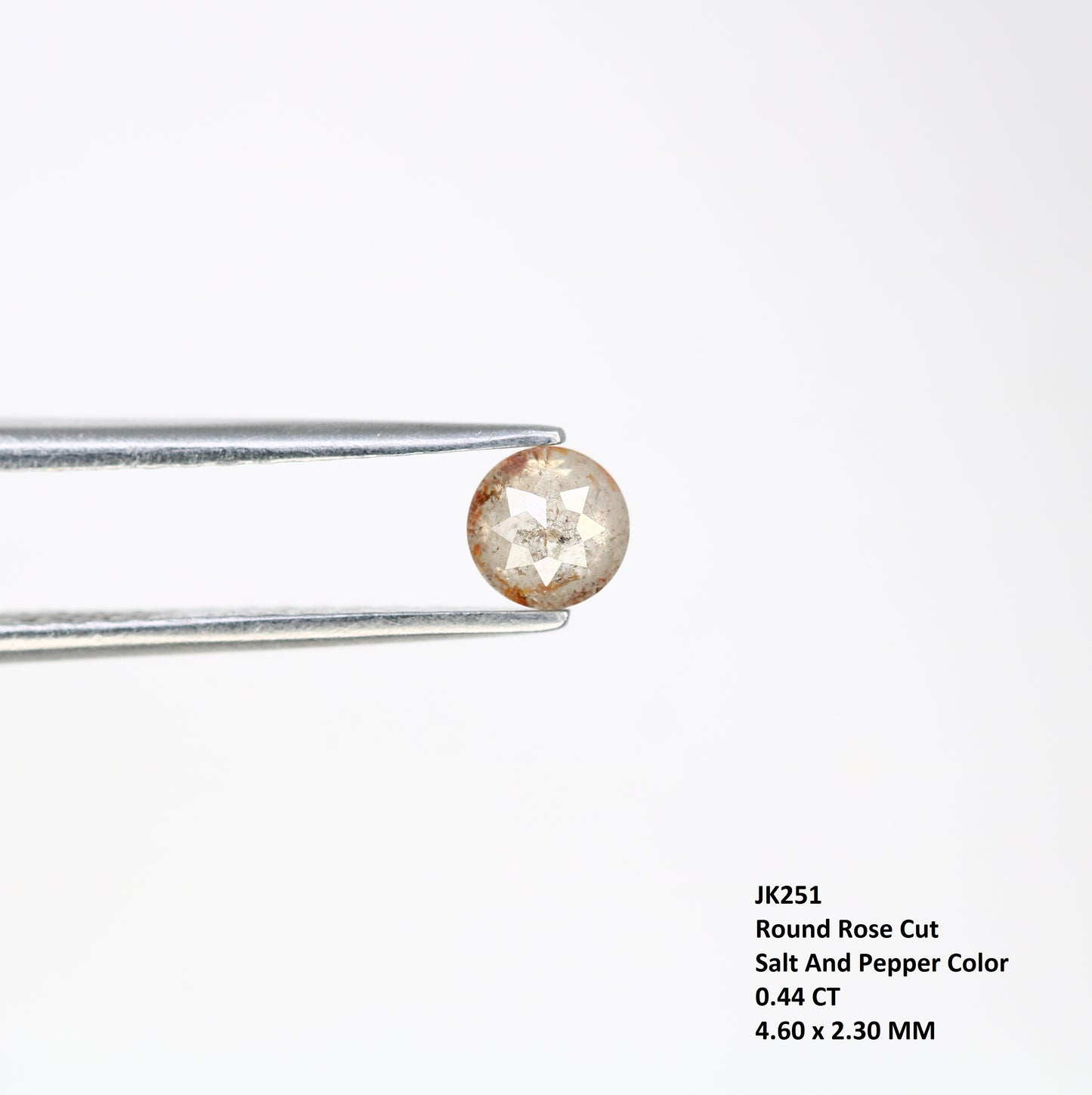 0.44 CT 4.60 MM Round Rose Cut Salt and Pepper Diamond for Galaxy Ring and Unique Artisan Jewelry Design - JayKrishna Diamond