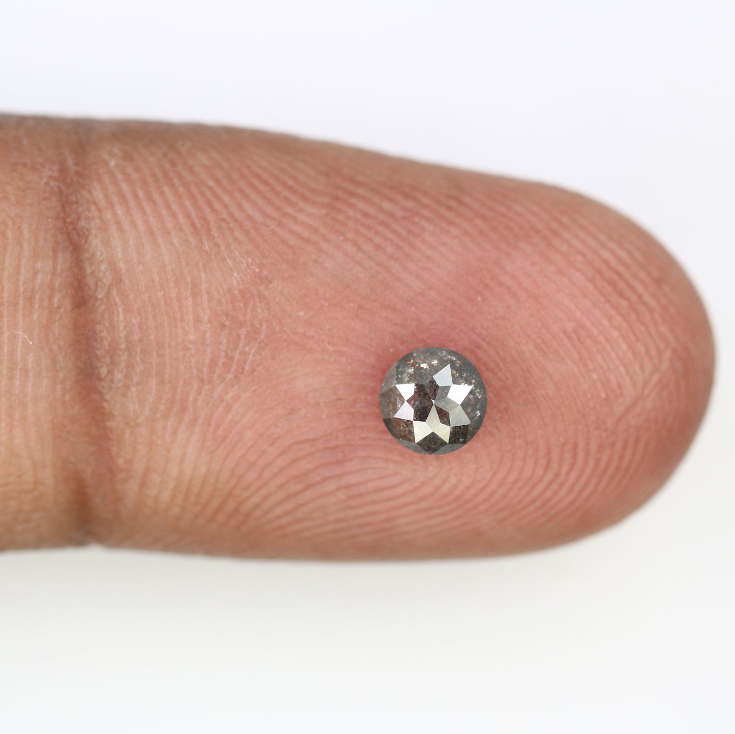 0.37 CT Round Rose Cut Salt and Pepper Diamond 4.50 MM | Natural Gemstone for Custom Wedding Rings, Unique & Elegant Fine Jewelry - JayKrishna Diamond