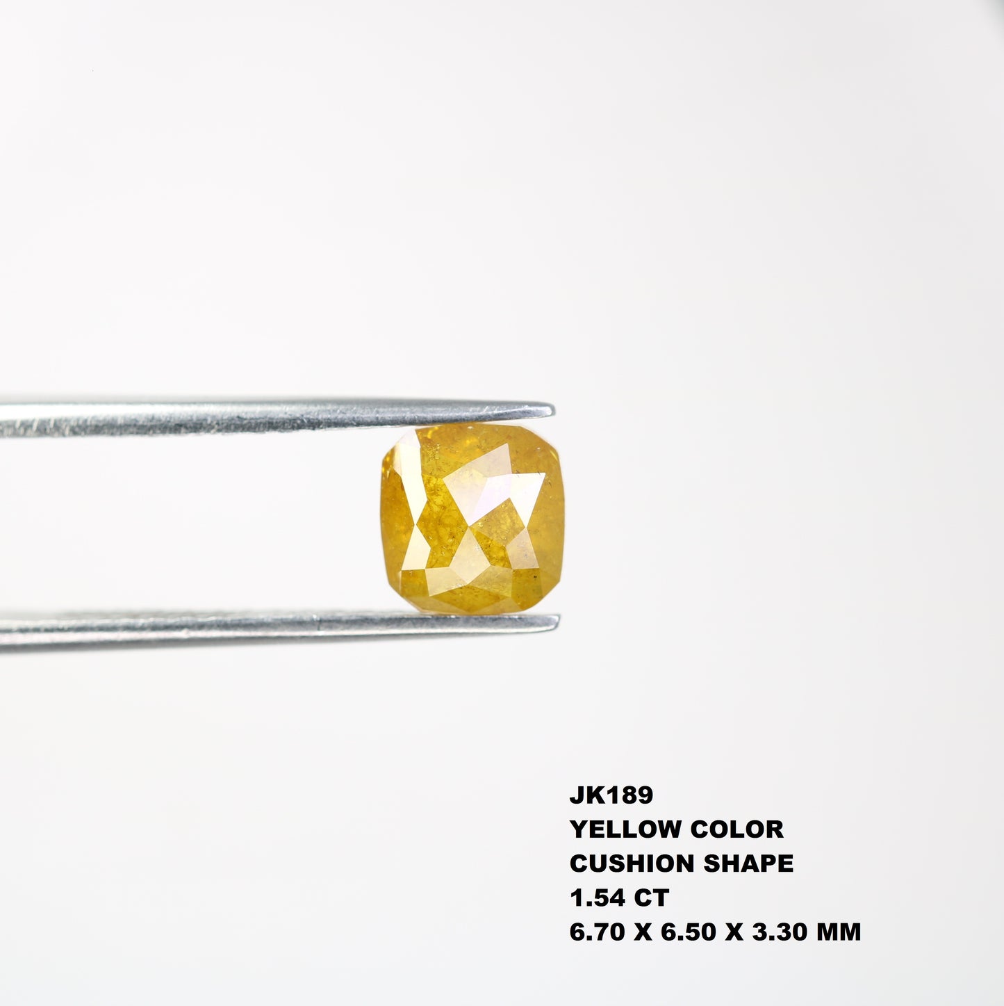 1.54 CT 6.70 MM Cushion Shape Yellow Natural Diamond For Wedding Ring - JayKrishna Diamond