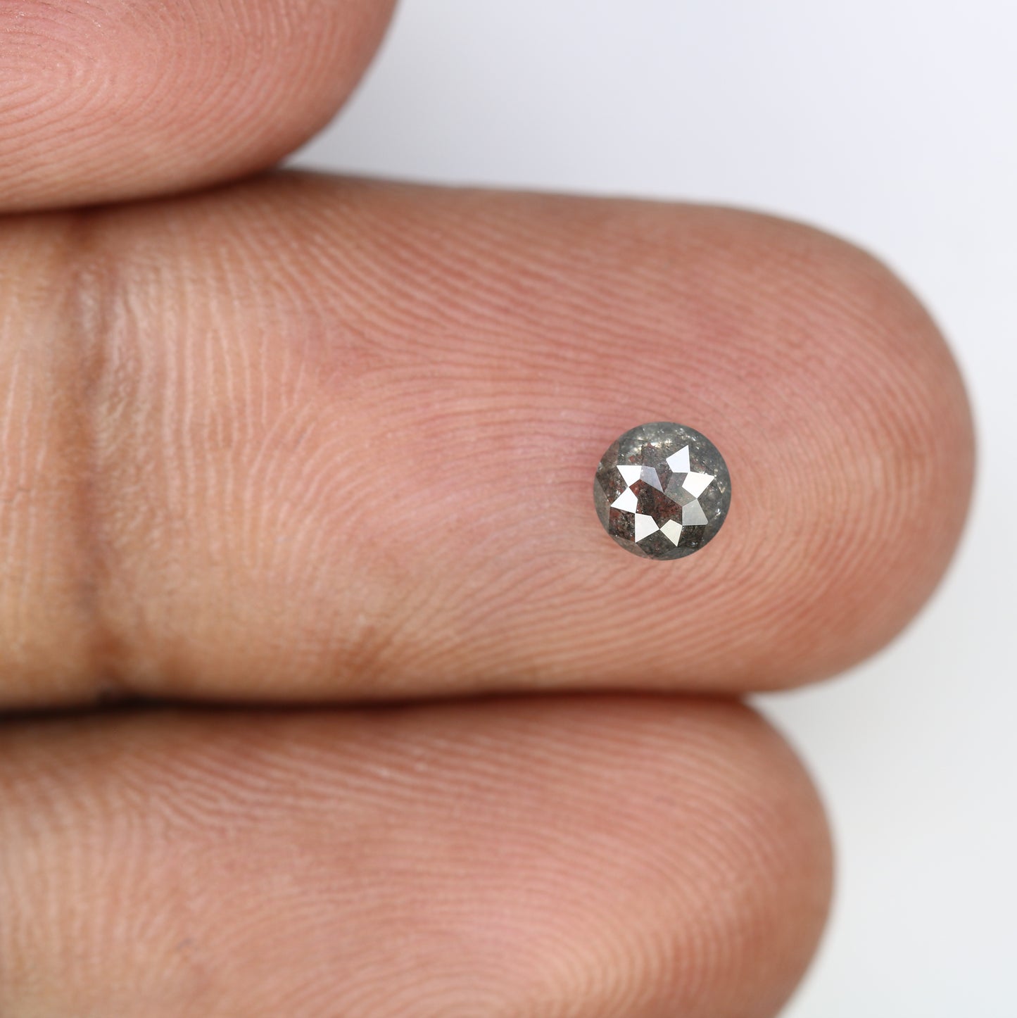 0.37 CT Round Rose Cut Salt and Pepper Diamond 4.50 MM | Natural Gemstone for Custom Wedding Rings, Unique & Elegant Fine Jewelry - JayKrishna Diamond