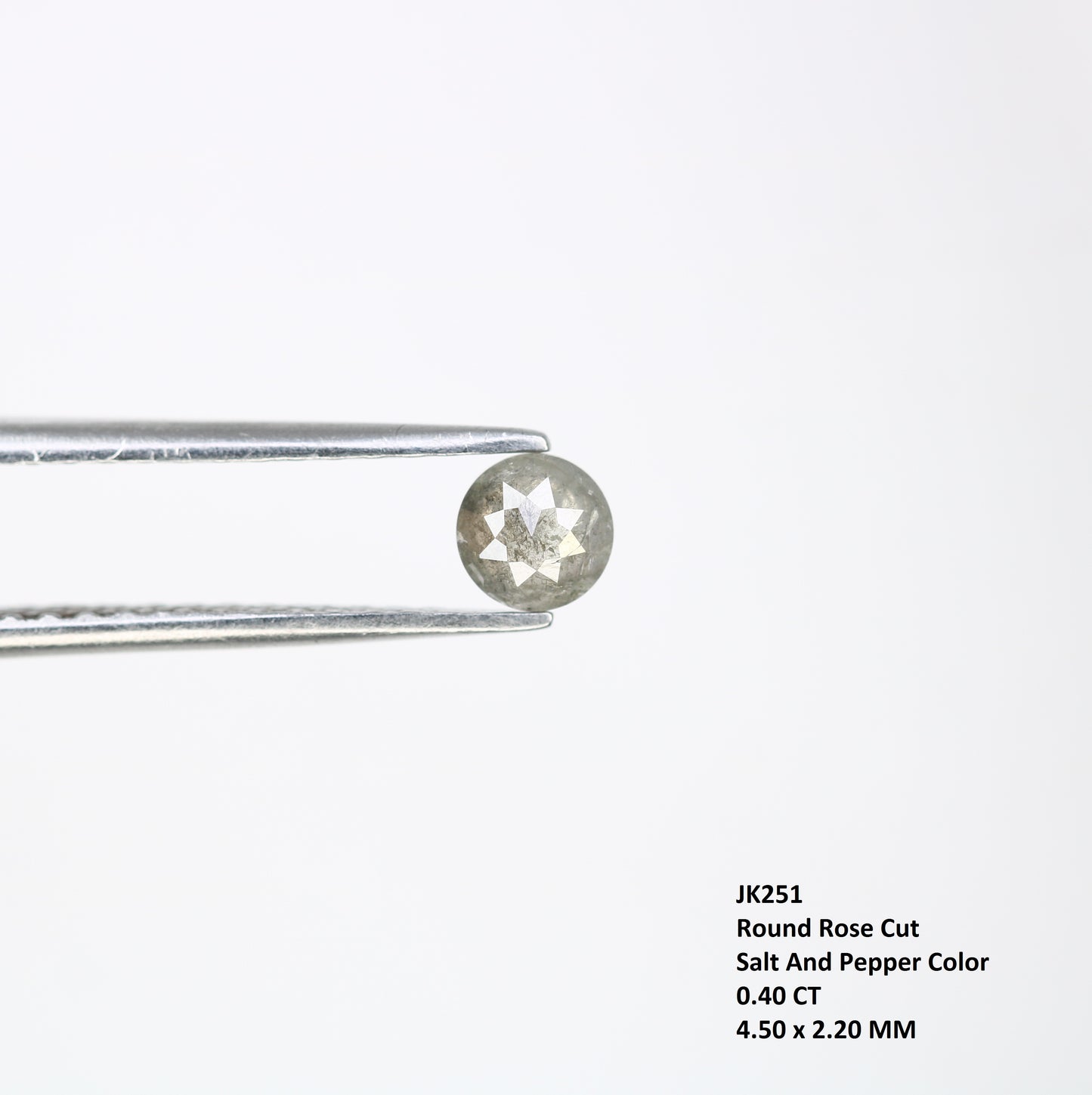 0.40 CT 4.50 x 2.20 MM Round Rose Cut Salt and Pepper Loose Diamond for Custom Proposal Rings, Unique Engagement Jewelry & Ethical Fine Jewelry - JayKrishna Diamond