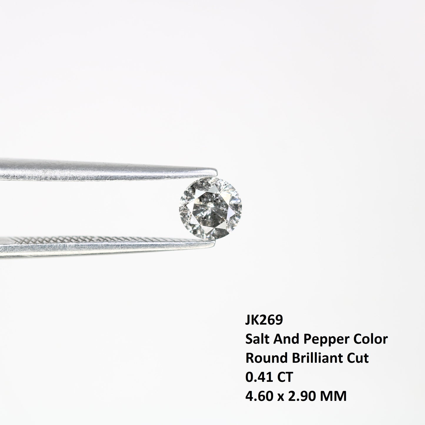 Unique 0.41 CT Salt & Pepper Round Brilliant Cut Diamond | Perfect for Wedding Rings | 4.60 x 2.90 MM - JayKrishna Diamond