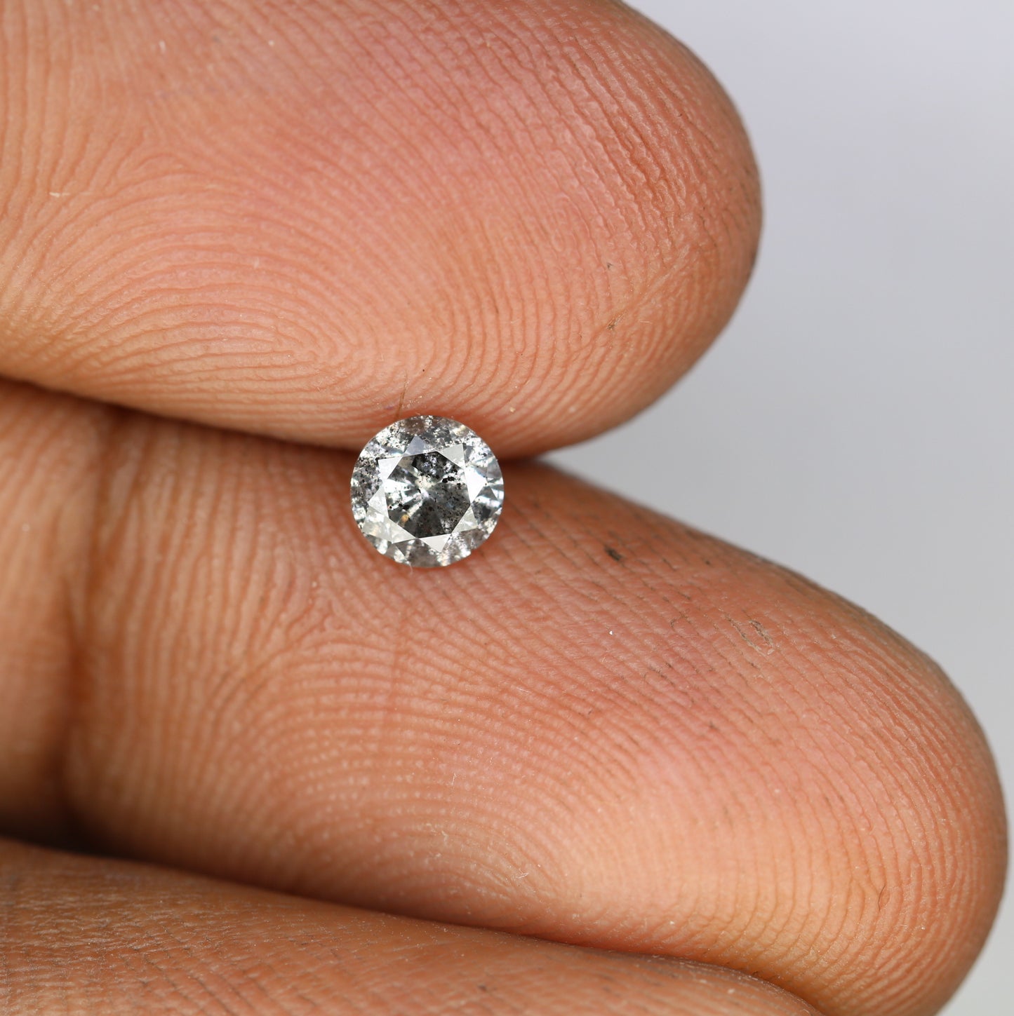 Unique 0.41 CT Salt & Pepper Round Brilliant Cut Diamond | Perfect for Wedding Rings | 4.60 x 2.90 MM - JayKrishna Diamond