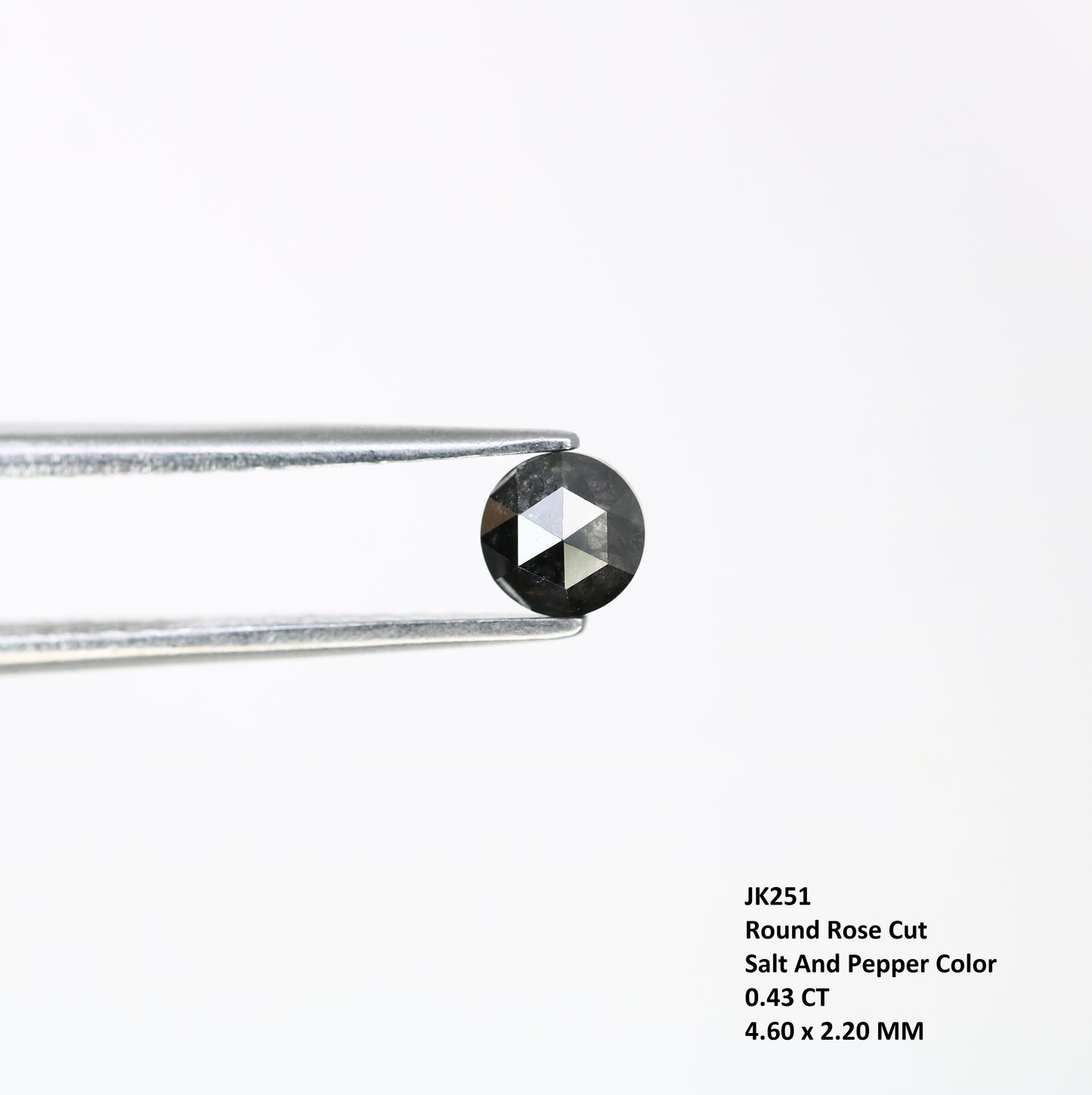 0.43 CT Loose Salt and Pepper 4.60 MM Round Rose Cut Diamond for Designer Ring and Unique Jewelry Creation - JayKrishna Diamond