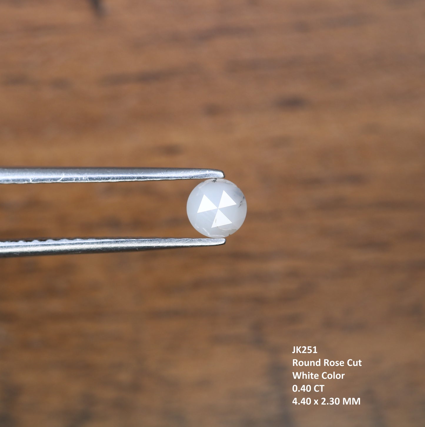 0.40 CT 4.40 x 2.30 MM Natural White Round Rose Cut Diamond for Custom Designer Jewelry, Unique Engagement Rings & Elegant Fine Jewelry - JayKrishna Diamond