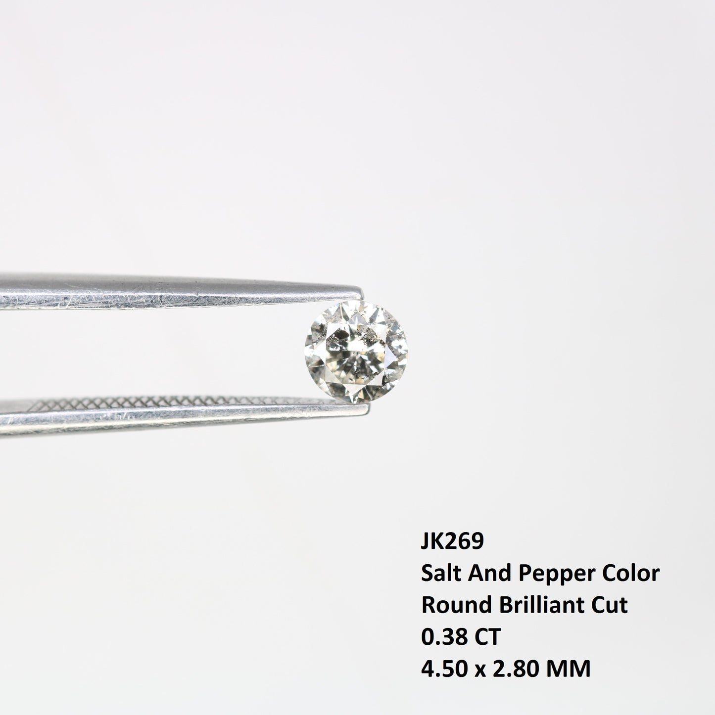 0.38 CT 4.50 x 2.80 MM Loose Salt and Pepper Round Brilliant Cut Diamond for Custom Proposal Rings, Unique Engagement Jewelry & Ethical Fine Jewelry - JayKrishna Diamond