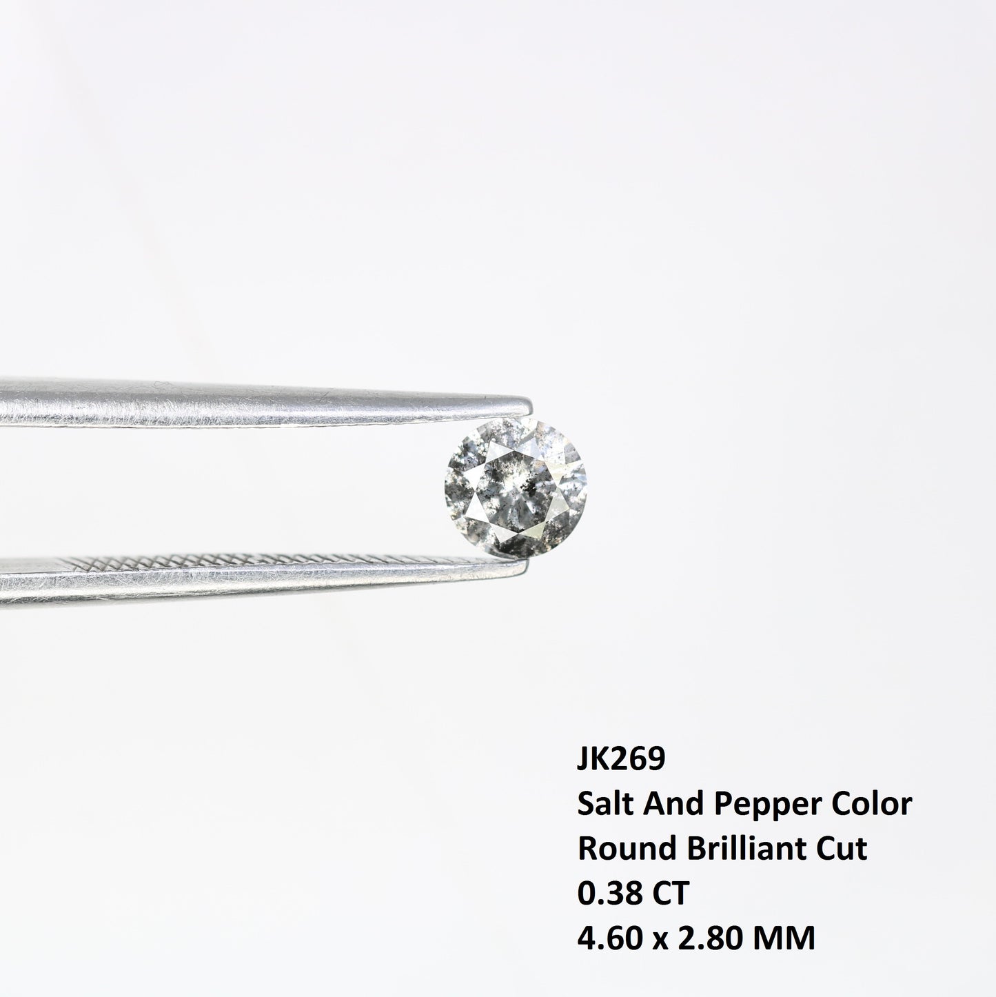 Unique 0.38 CT Salt & Pepper Round Brilliant Cut Diamond | Perfect for Proposal Rings | 4.60 x 2.80 MM - JayKrishna Diamond