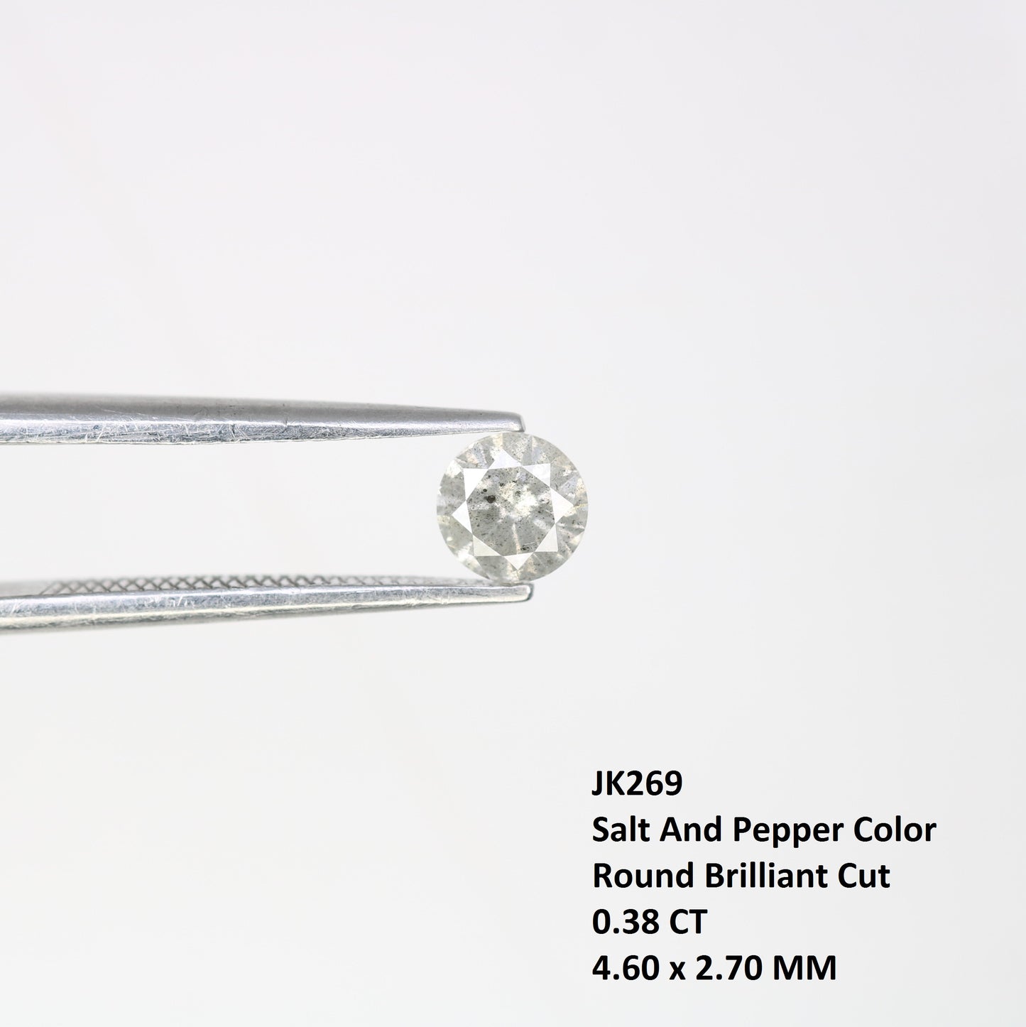0.38 CT Round Brilliant Cut Salt and Pepper Diamond 4.60 x 2.70 MM | Natural Gemstone for Custom Designer Rings, Unique & Ethical Engagement Jewelry - JayKrishna Diamond