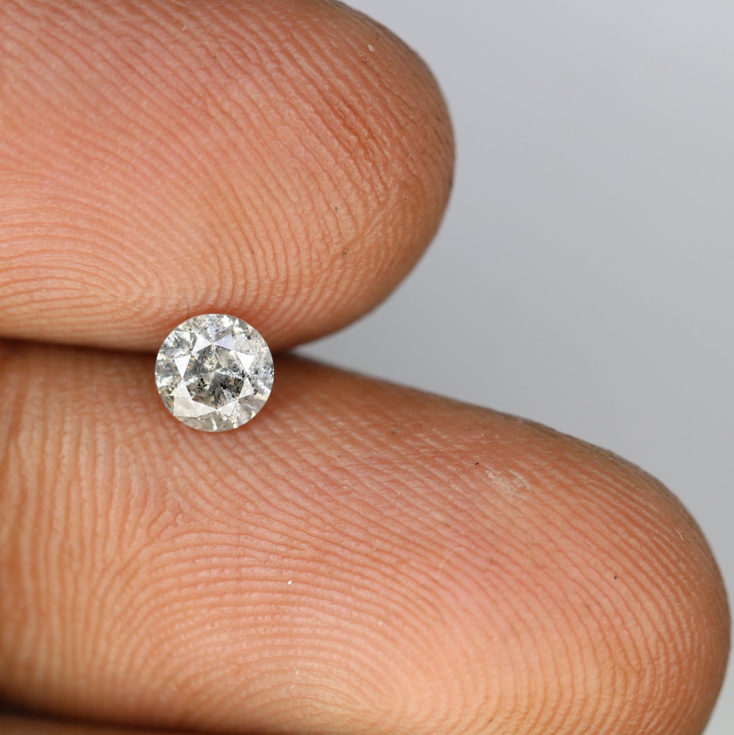 0.43 CT Round Brilliant Cut 4.60 x 3.00 MM Salt and Pepper Loose Diamond for Wedding Ring and Custom Bridal Jewelry Design - JayKrishna Diamond