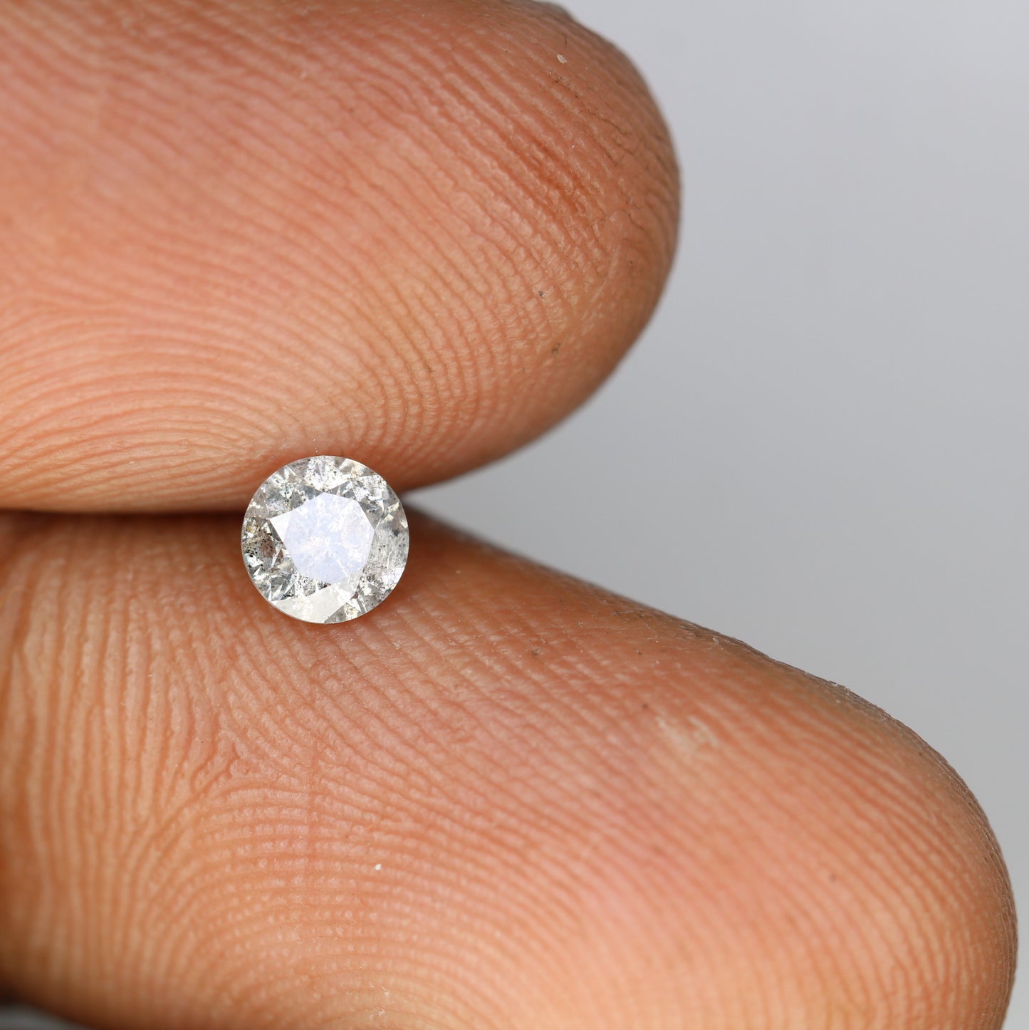 0.43 CT Round Brilliant Cut 4.60 x 3.00 MM Salt and Pepper Loose Diamond for Wedding Ring and Custom Bridal Jewelry Design - JayKrishna Diamond