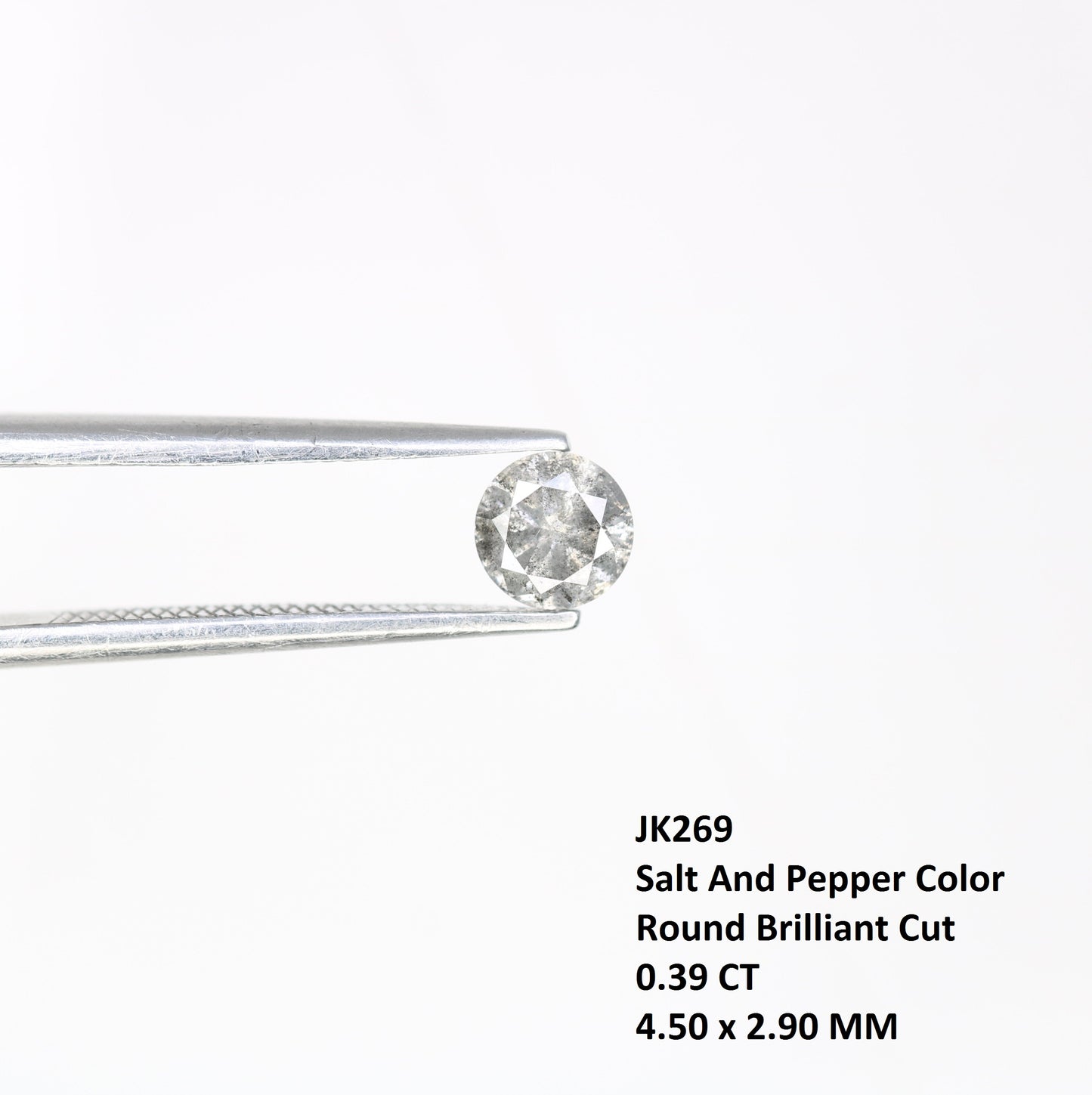 0.39 CT Salt and Pepper Round Brilliant Cut Natural Diamond for Custom Proposal Rings, Unique Engagement Jewelry & Ethical Fine Jewelry - JayKrishna Diamond
