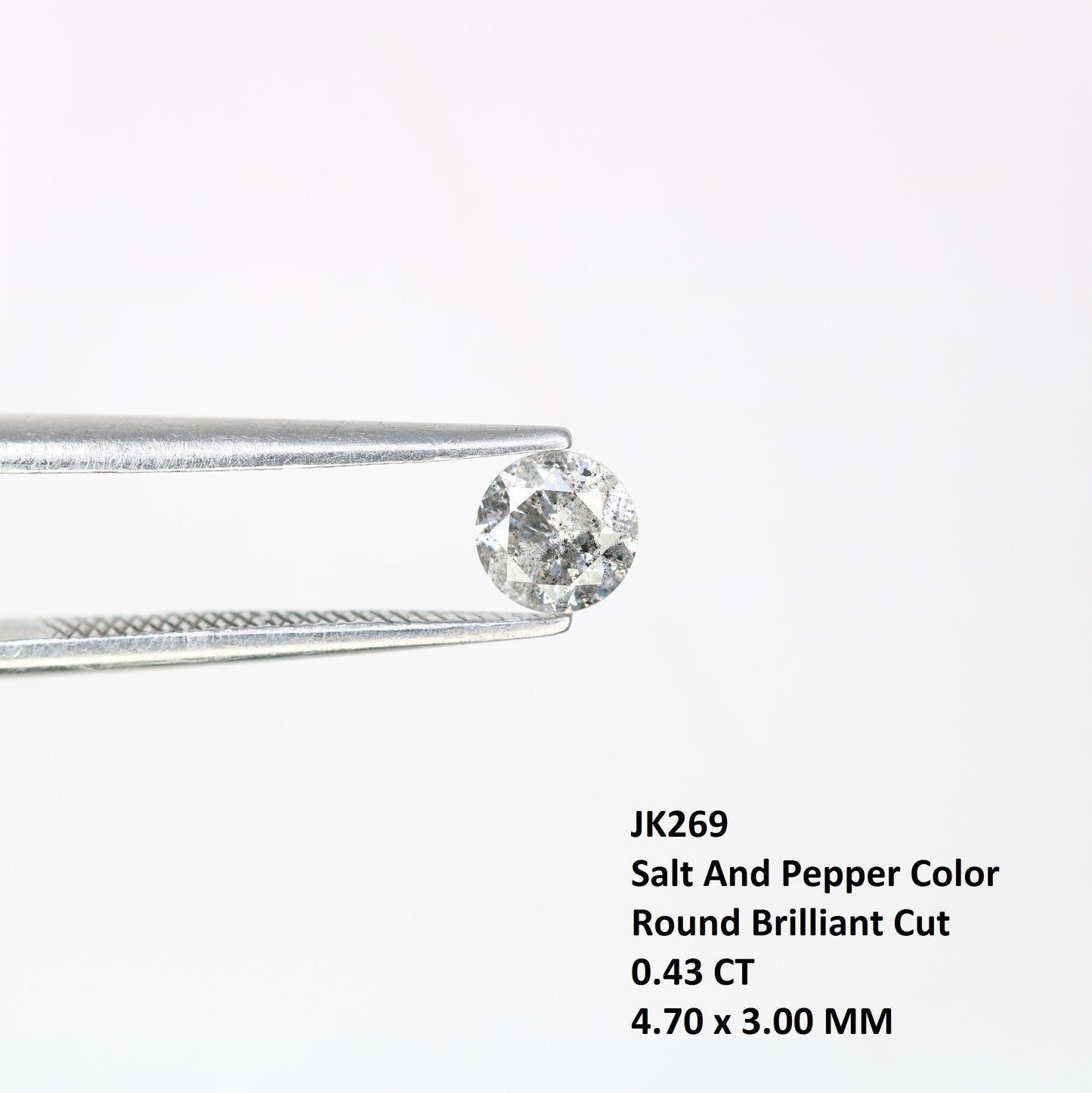 0.43 CT Loose Salt and Pepper Round Brilliant Cut Diamond for Wedding Ring and Custom Bridal Jewelry - JayKrishna Diamond
