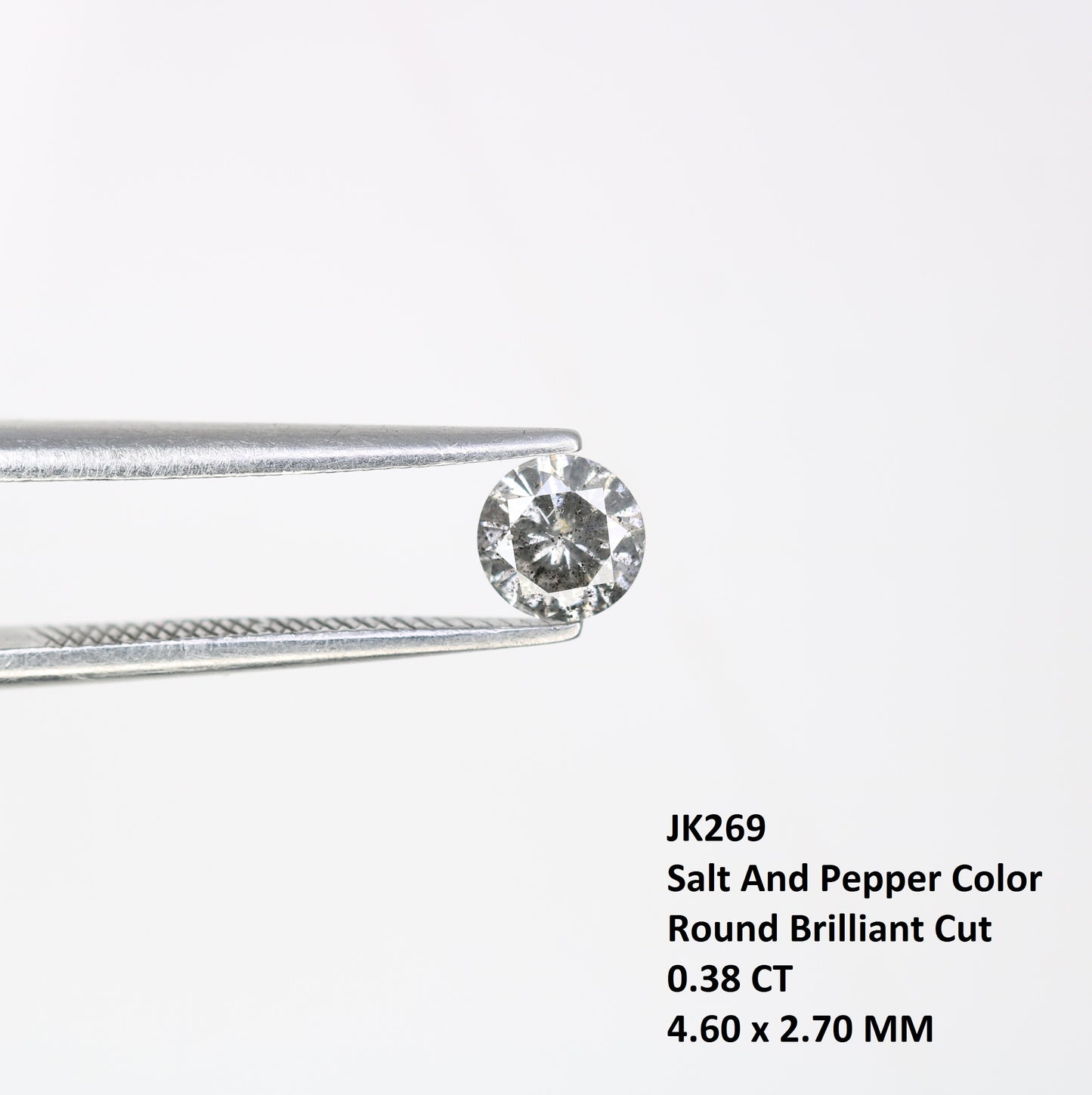 0.38 CT Salt and Pepper Round Brilliant Cut 4.60 x 2.70 MM Natural Diamond for Custom Statement Rings, Unique Engagement Jewelry & Artisan Fine Jewelry - JayKrishna Diamond