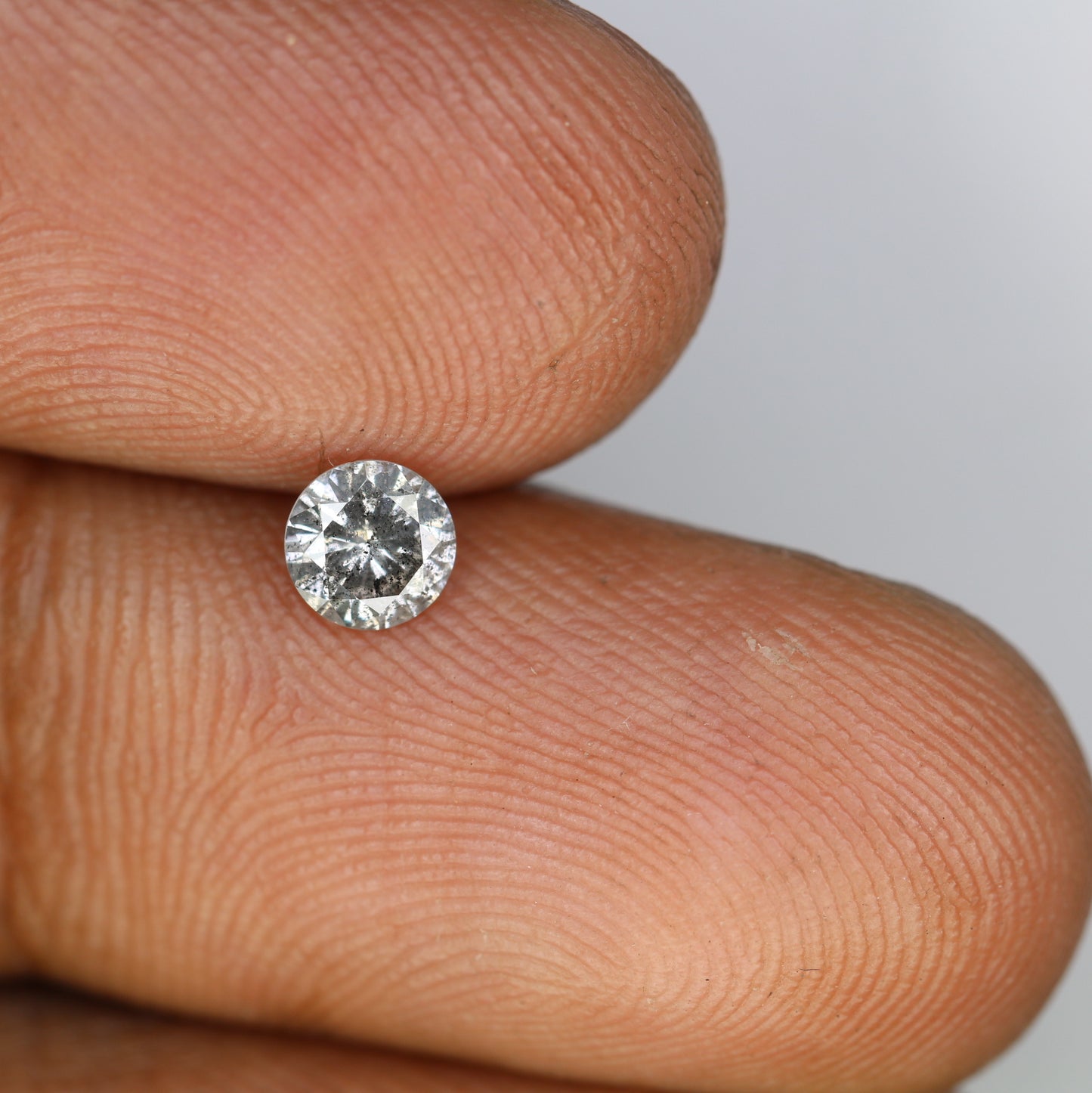 0.38 CT Salt and Pepper Round Brilliant Cut 4.60 x 2.70 MM Natural Diamond for Custom Statement Rings, Unique Engagement Jewelry & Artisan Fine Jewelry - JayKrishna Diamond