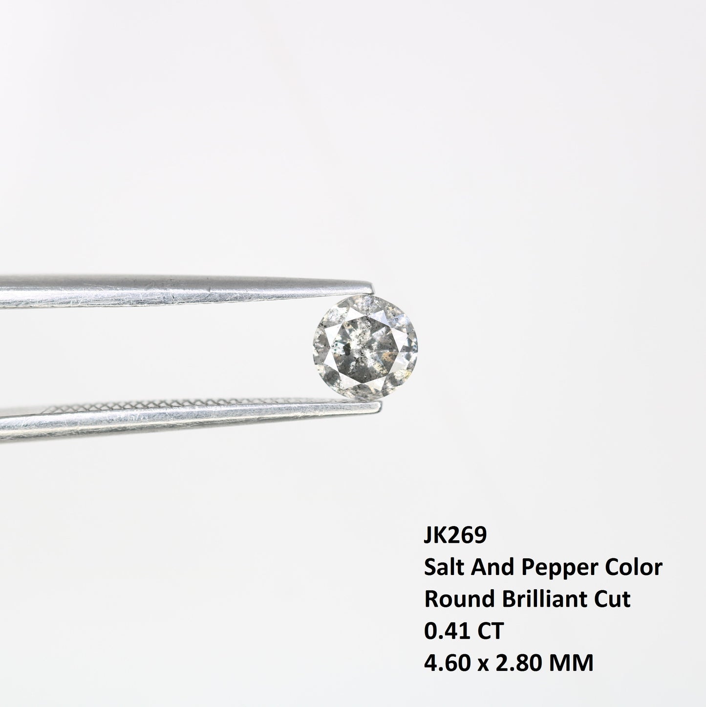 Unique 0.41 CT Salt & Pepper Round Brilliant Cut Diamond | Perfect for Promise Rings | 4.60 x 2.80 MM - JayKrishna Diamond