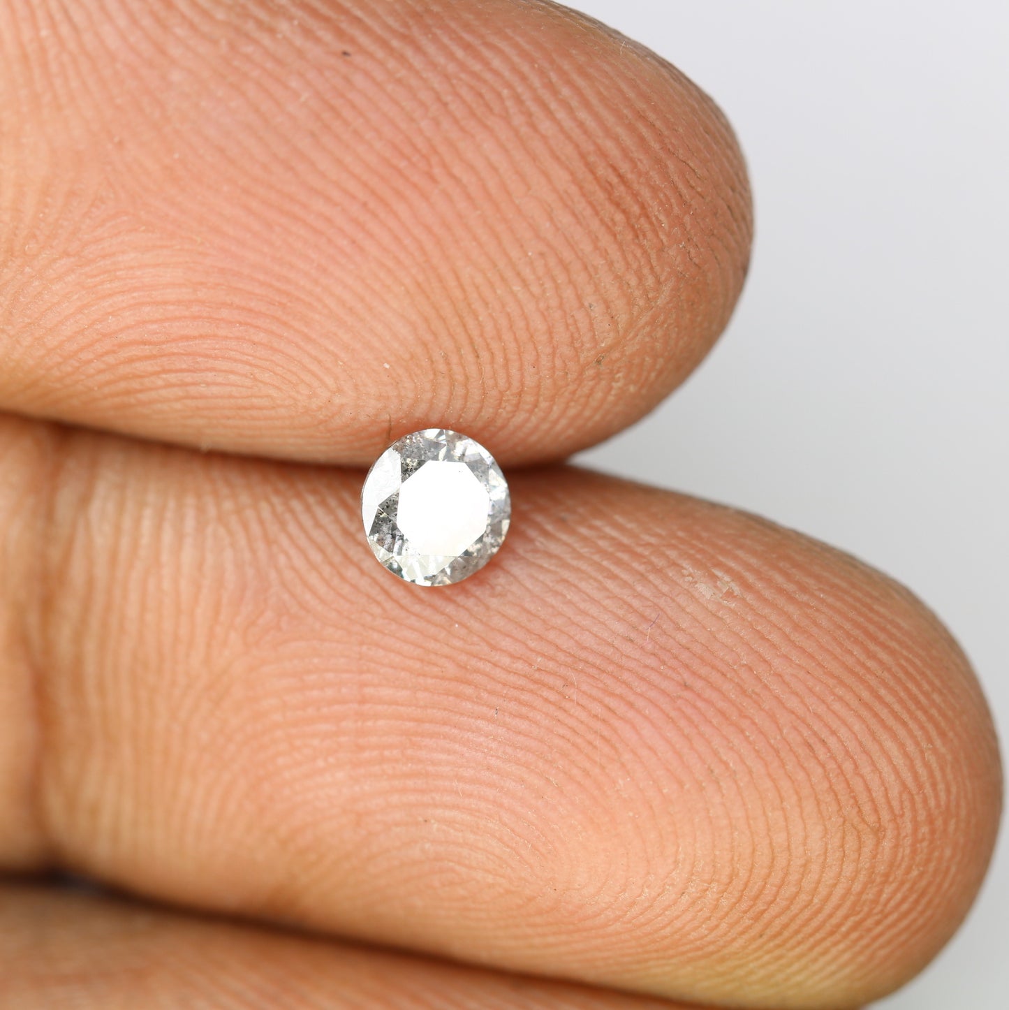 Unique 0.41 CT Salt & Pepper Round Brilliant Cut Diamond | Perfect for Promise Rings | 4.60 x 2.80 MM - JayKrishna Diamond