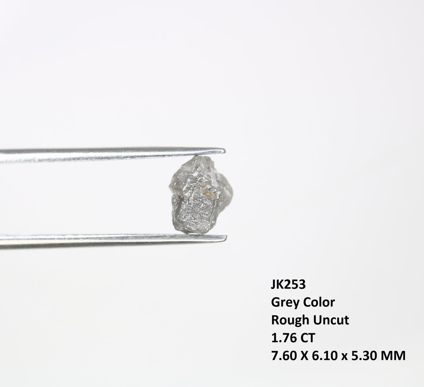 1.76 CT 7.60 MM Uncut Raw Rough Grey Natural Diamond For Engagement Ring - JayKrishna Diamond