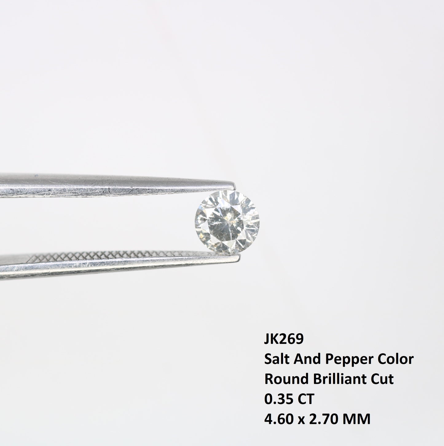 0.35 CT 4.60 x 2.70 MM Salt and Pepper Round Brilliant Cut Natural Diamond | Ideal for Designer Engagement Rings, Custom Wedding Jewelry & Unique Fine Jewelry - JayKrishna Diamond