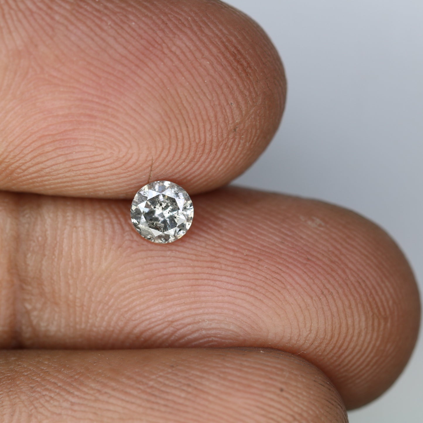 0.38 CT Round Brilliant Cut Salt and Pepper Diamond 4.60 x 2.80 MM | Loose Natural Gemstone for Custom Wedding Rings, Unique & Ethical Fine Jewelry - JayKrishna Diamond