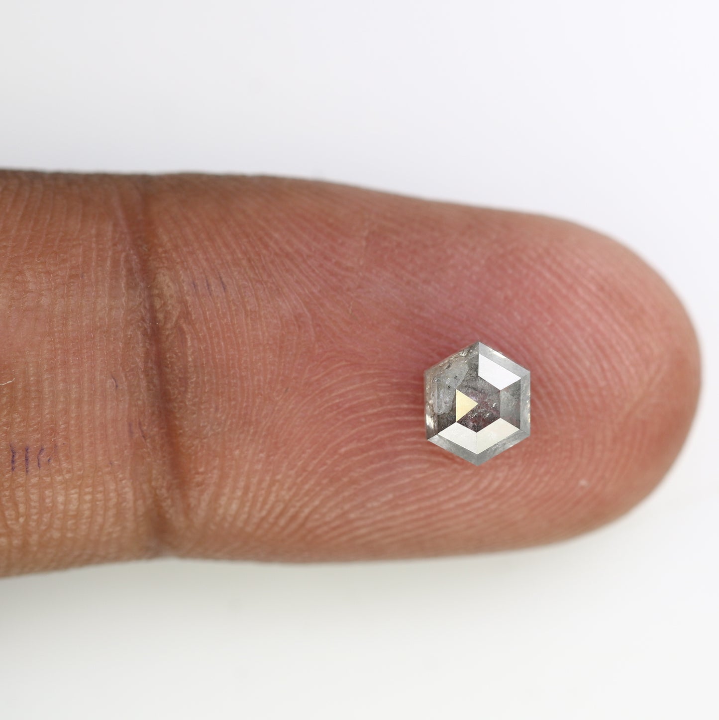0.90 CT Hexagon Cut 5.90 MM Loose Salt And Pepper Diamond For Engagement Ring - JayKrishna Diamond