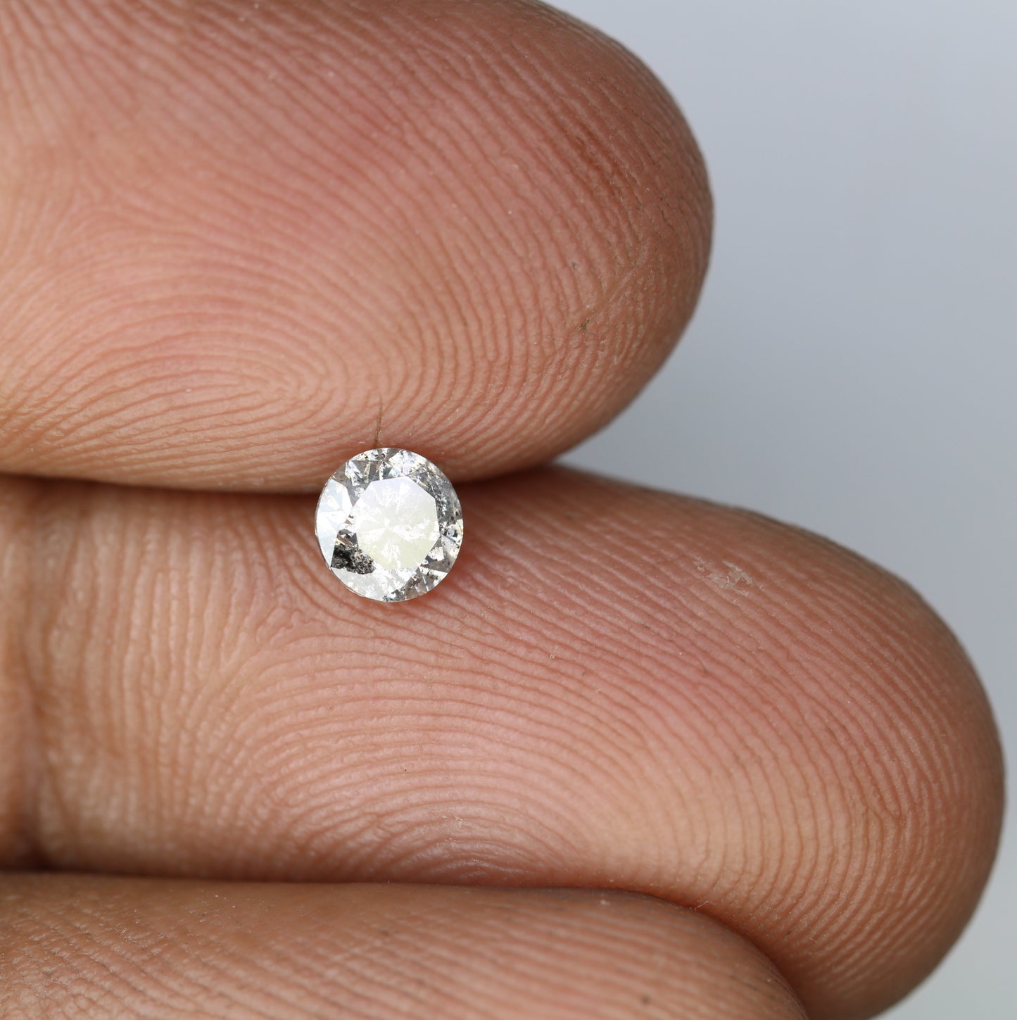 0.38 CT Round Brilliant Cut Salt and Pepper Diamond 4.60 x 2.80 MM | Loose Natural Gemstone for Custom Wedding Rings, Unique & Ethical Fine Jewelry - JayKrishna Diamond