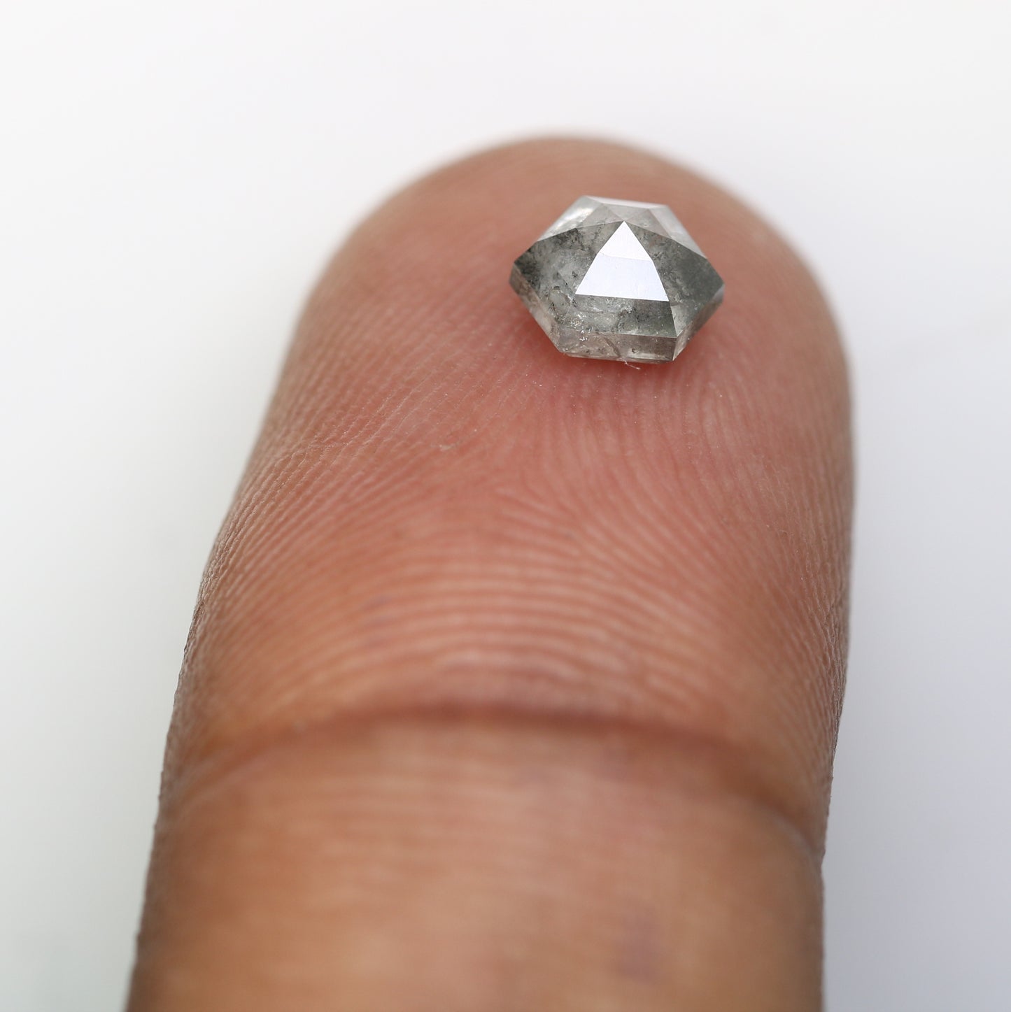 0.90 CT Hexagon Cut 5.90 MM Loose Salt And Pepper Diamond For Engagement Ring - JayKrishna Diamond