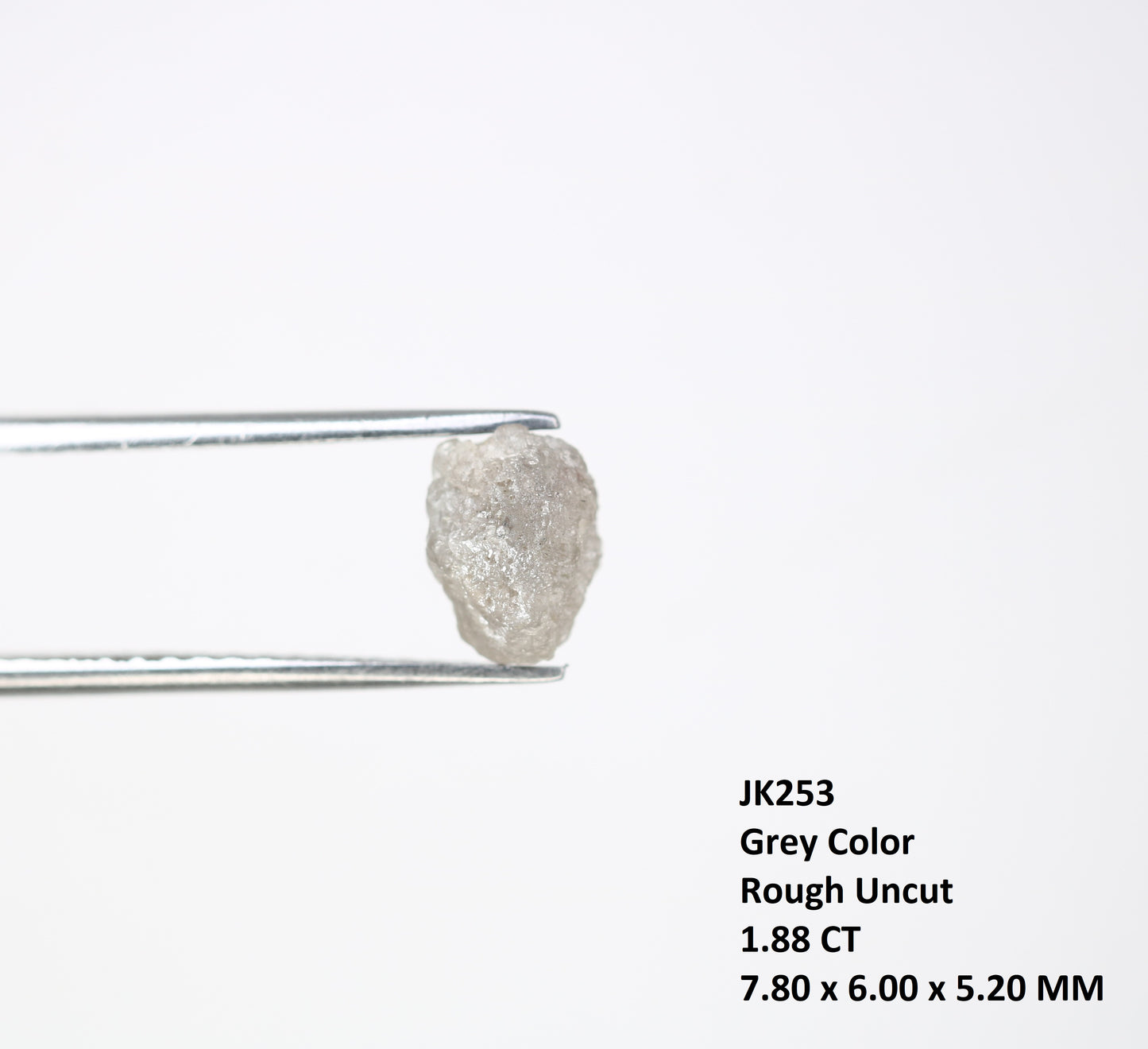 1.88 CT 7.80 MM Uncut Raw Rough Grey Natural Diamond For Engagement Ring - JayKrishna Diamond