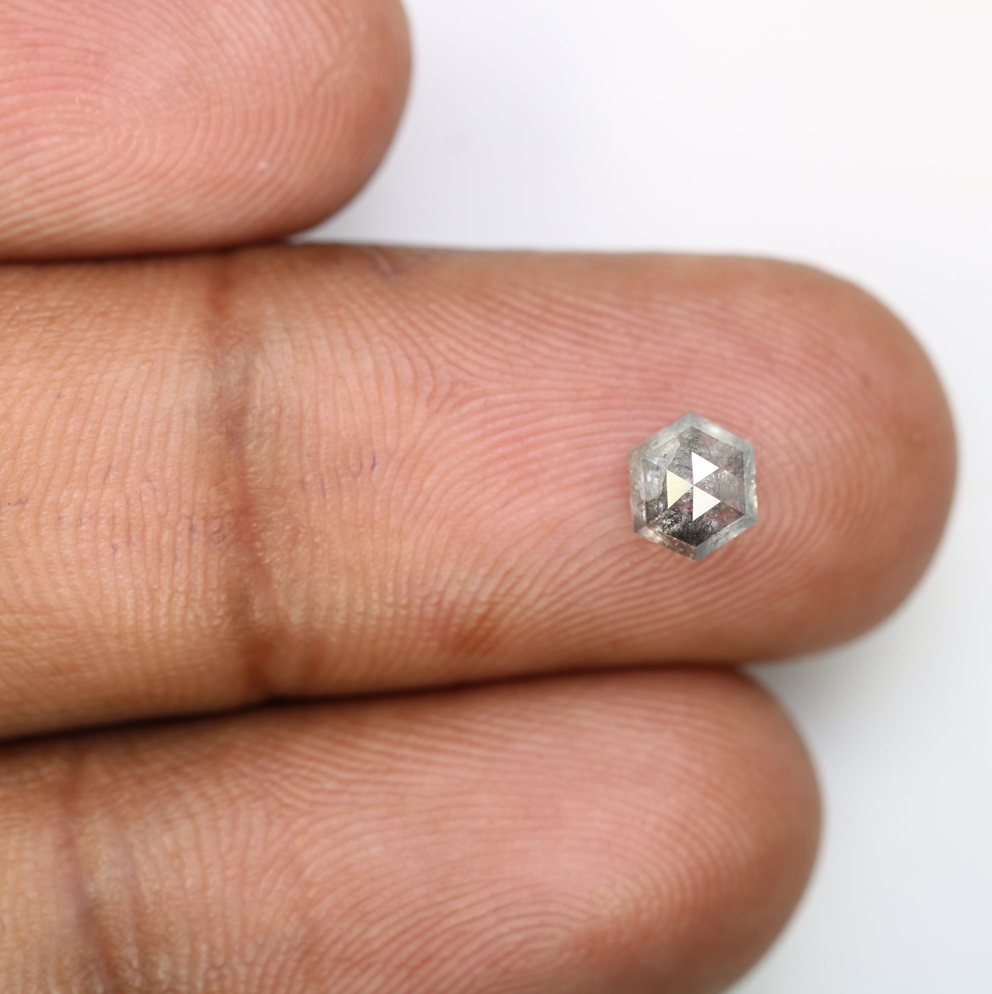 0.90 CT Hexagon Cut 5.90 MM Loose Salt And Pepper Diamond For Engagement Ring - JayKrishna Diamond
