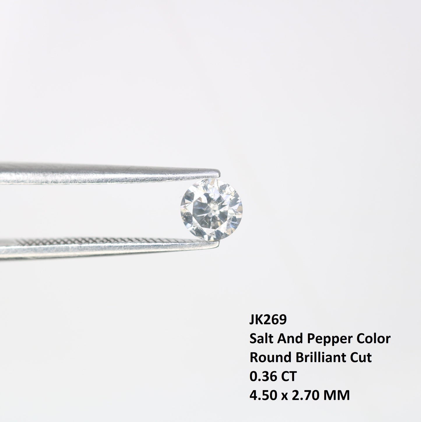 0.36 CT Round Brilliant Cut Salt and Pepper Diamond | Natural Gemstone for Promise Rings, Unique Engagement Jewelry & Ethical Fine Jewelry - JayKrishna Diamond