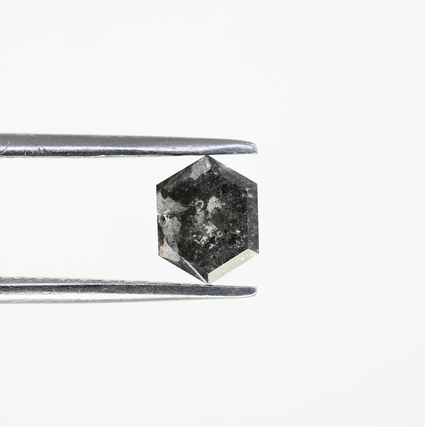 0.86 CT 6.30 MM Loose Hexagon Shaped Salt And Pepper Diamond For Wedding Ring - JayKrishna Diamond