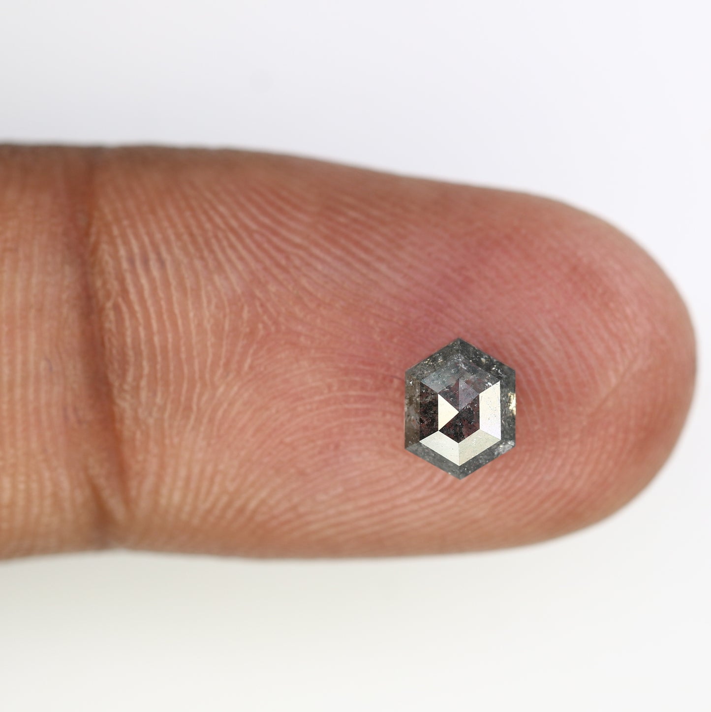 0.86 CT 6.30 MM Loose Hexagon Shaped Salt And Pepper Diamond For Wedding Ring - JayKrishna Diamond