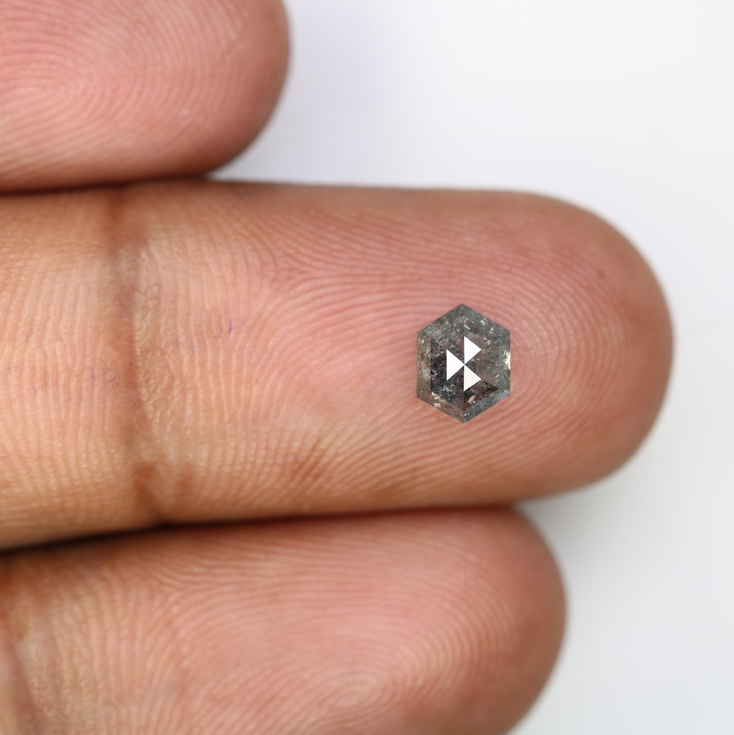 0.86 CT 6.30 MM Loose Hexagon Shaped Salt And Pepper Diamond For Wedding Ring - JayKrishna Diamond