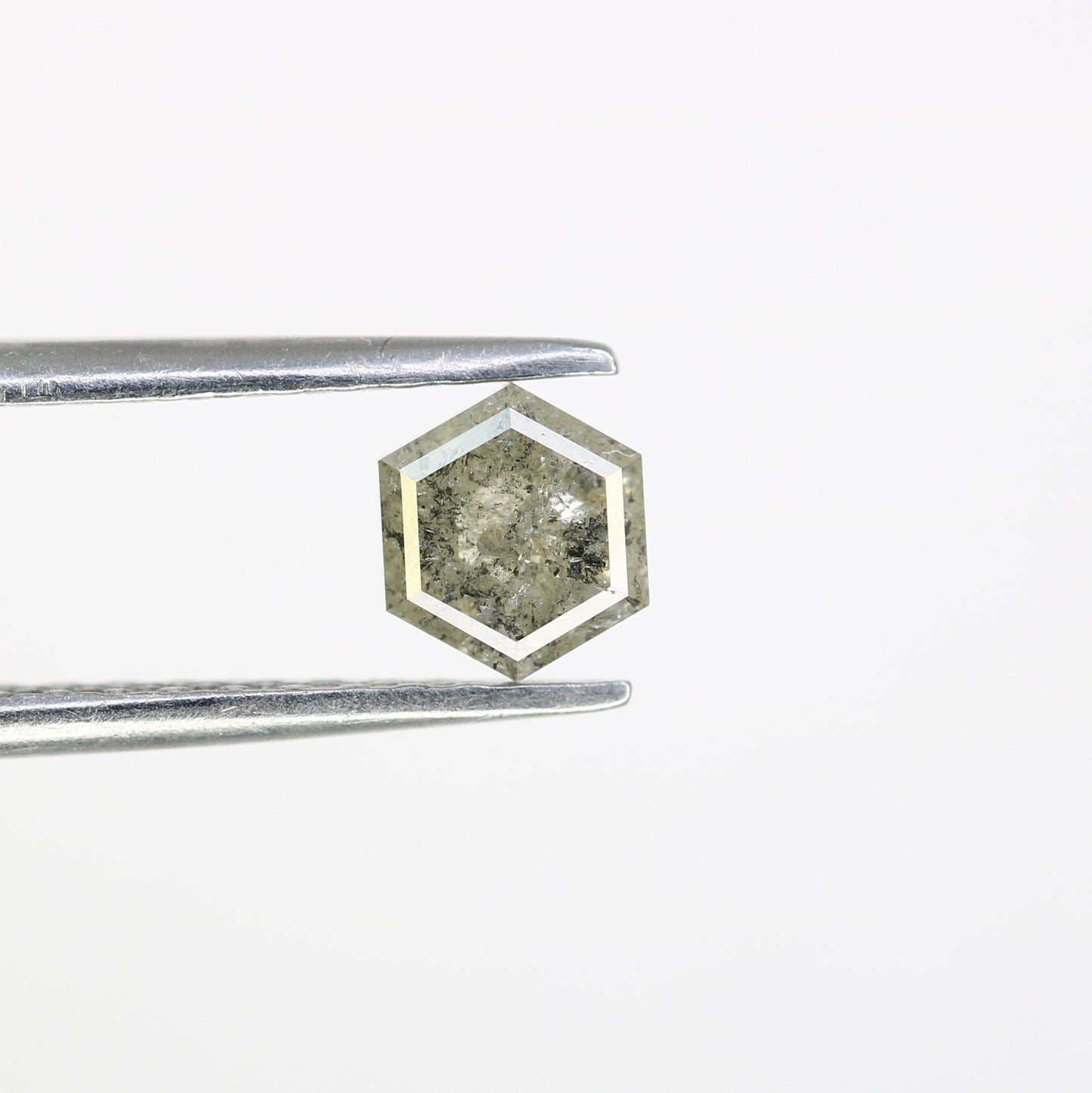 0.73 CT Loose Hexagon Shape Diamond Salt And Pepper Diamond Engagement Ring - JayKrishna Diamond